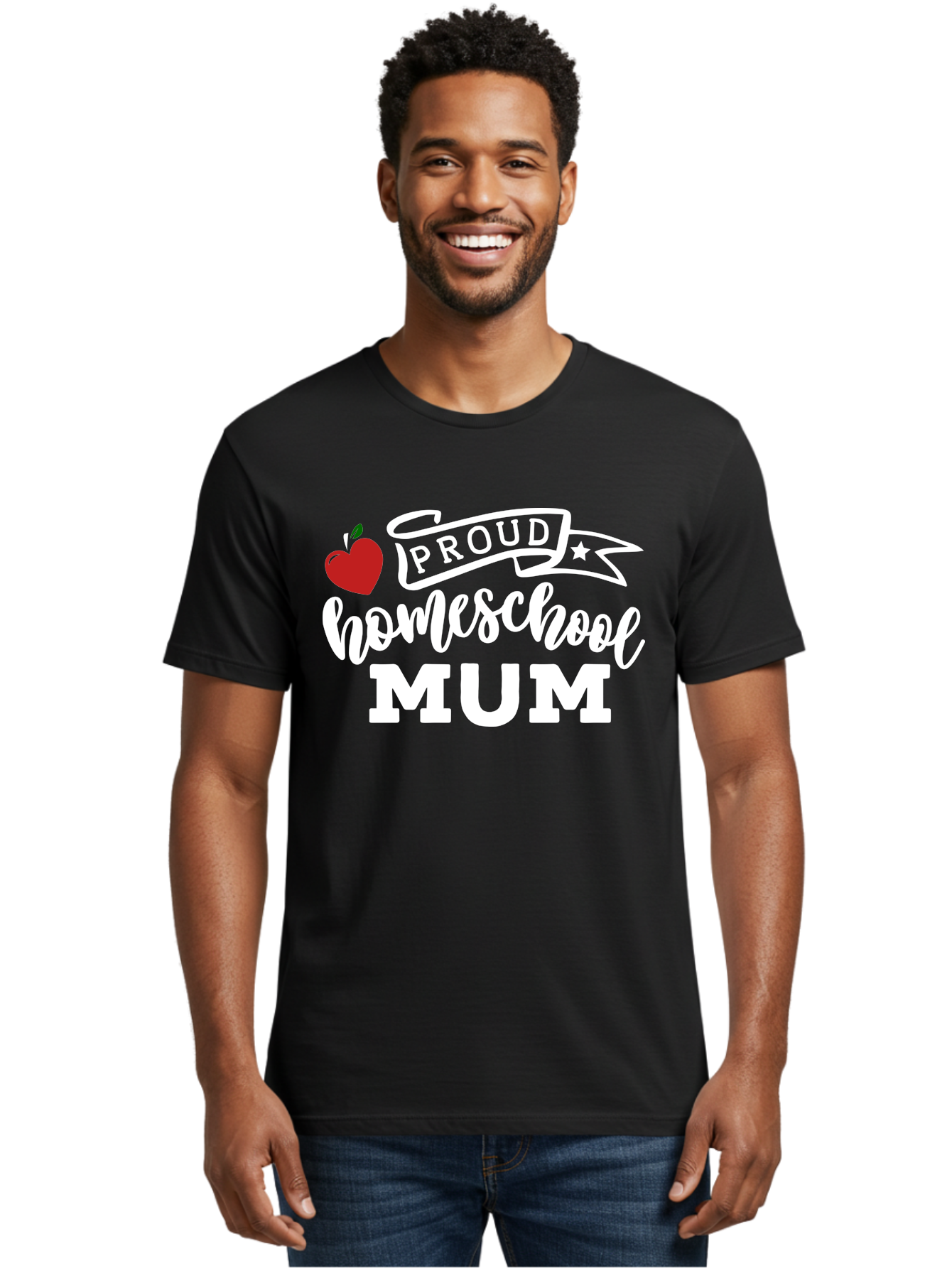 Proud-Homeschool-Mum-2 Men'S Graphic Tee, 100% Cotton, Comfortable Casual Summer Wear, Machine Washable, Proud Homeschool Mum, Homeschooling Mom, Home Education, Proud Parent, Apple Logo, Banner Design, Star Symbol, Custom Apparel, Aab426 18