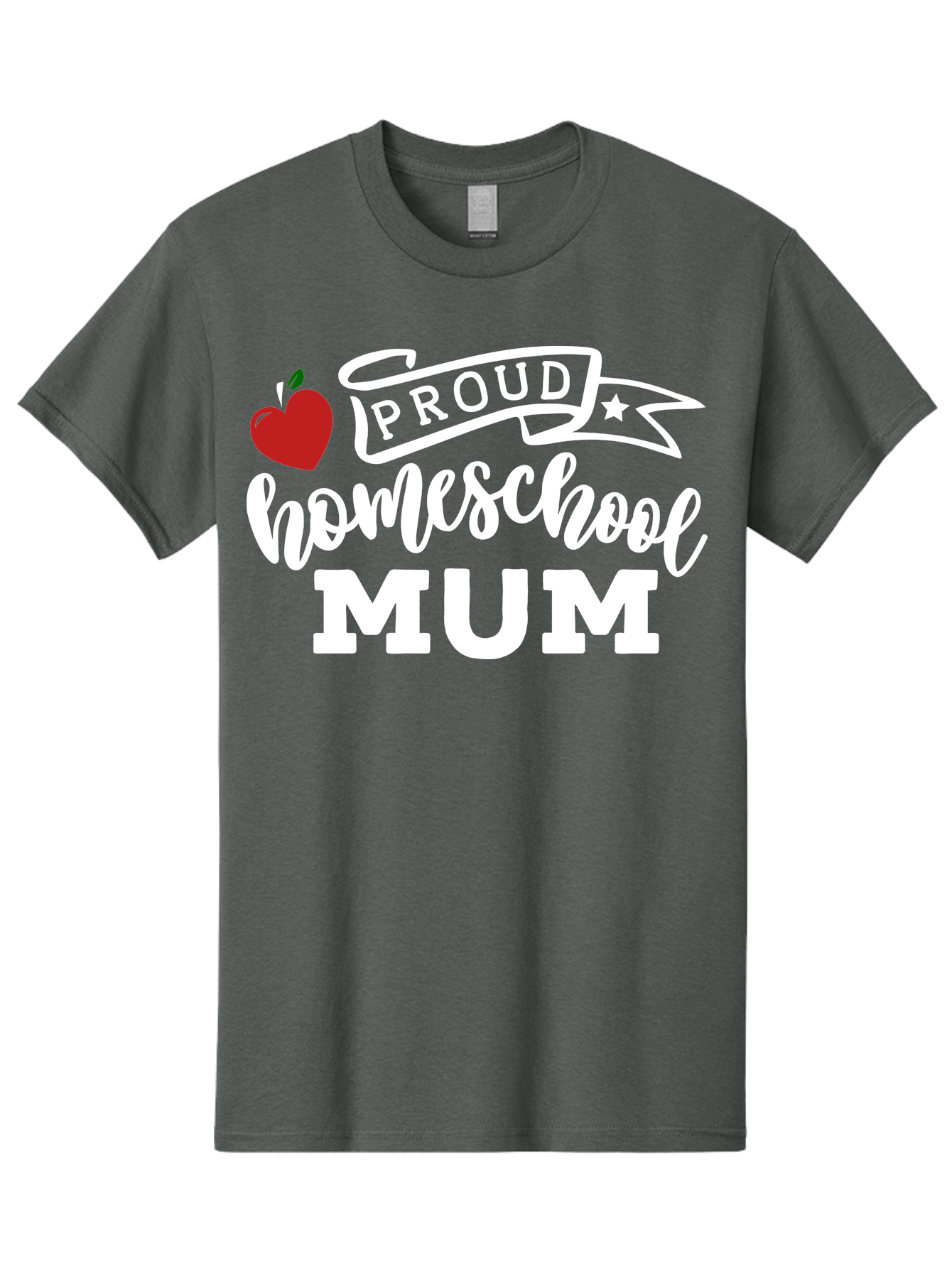 Proud-Homeschool-Mum-2 Men'S Graphic Tee, 100% Cotton, Comfortable Casual Summer Wear, Machine Washable, Proud Homeschool Mum, Homeschooling Mom, Home Education, Proud Parent, Apple Logo, Banner Design, Star Symbol, Custom Apparel, Aab426 3