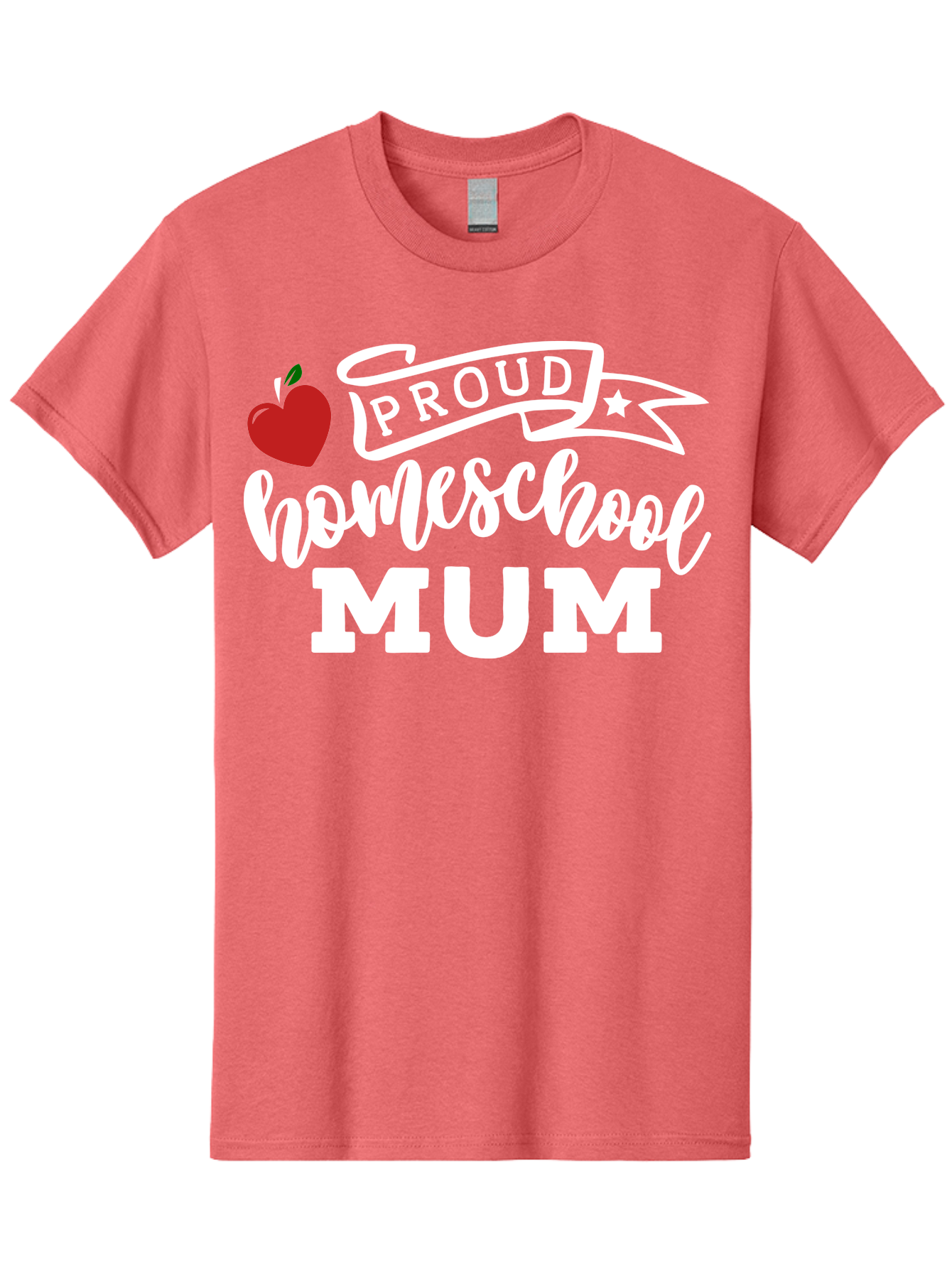 Proud-Homeschool-Mum-2 Men'S Graphic Tee, 100% Cotton, Comfortable Casual Summer Wear, Machine Washable, Proud Homeschool Mum, Homeschooling Mom, Home Education, Proud Parent, Apple Logo, Banner Design, Star Symbol, Custom Apparel, Aab426 7