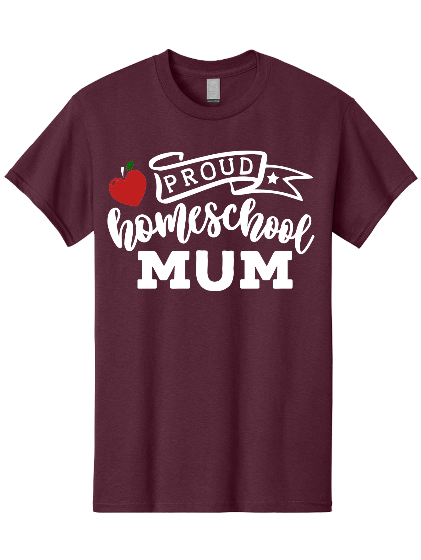 Proud-Homeschool-Mum-2 Men'S Graphic Tee, 100% Cotton, Comfortable Casual Summer Wear, Machine Washable, Proud Homeschool Mum, Homeschooling Mom, Home Education, Proud Parent, Apple Logo, Banner Design, Star Symbol, Custom Apparel, Aab426 15