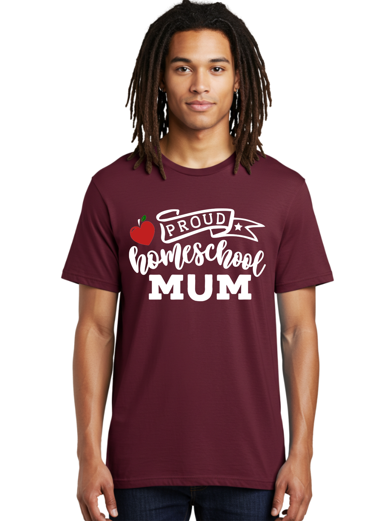 Proud-Homeschool-Mum-2 Men'S Graphic Tee, 100% Cotton, Comfortable Casual Summer Wear, Machine Washable, Proud Homeschool Mum, Homeschooling Mom, Home Education, Proud Parent, Apple Logo, Banner Design, Star Symbol, Custom Apparel, Aab426 16