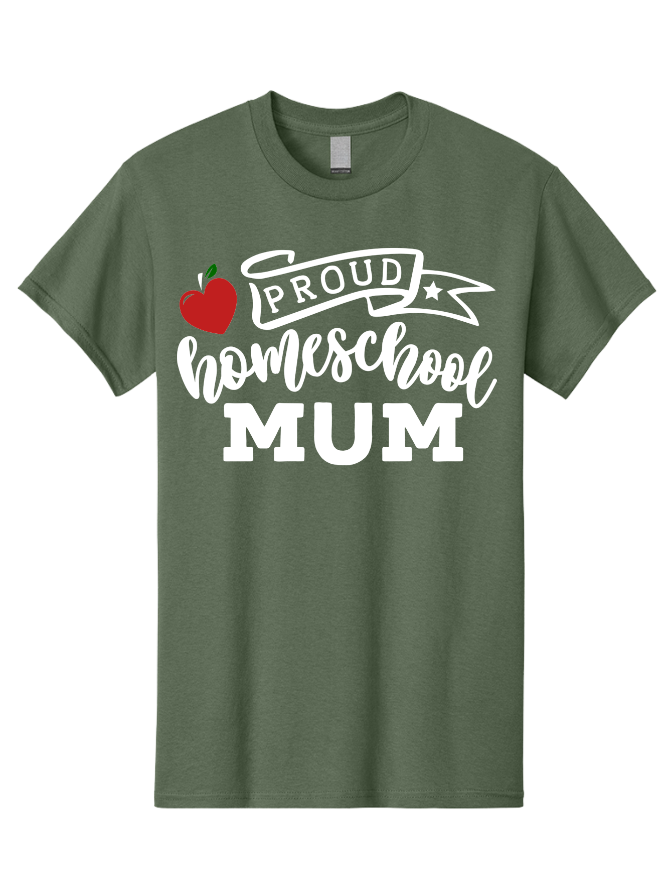 Proud-Homeschool-Mum-2 Men'S Graphic Tee, 100% Cotton, Comfortable Casual Summer Wear, Machine Washable, Proud Homeschool Mum, Homeschooling Mom, Home Education, Proud Parent, Apple Logo, Banner Design, Star Symbol, Custom Apparel, Aab426 5