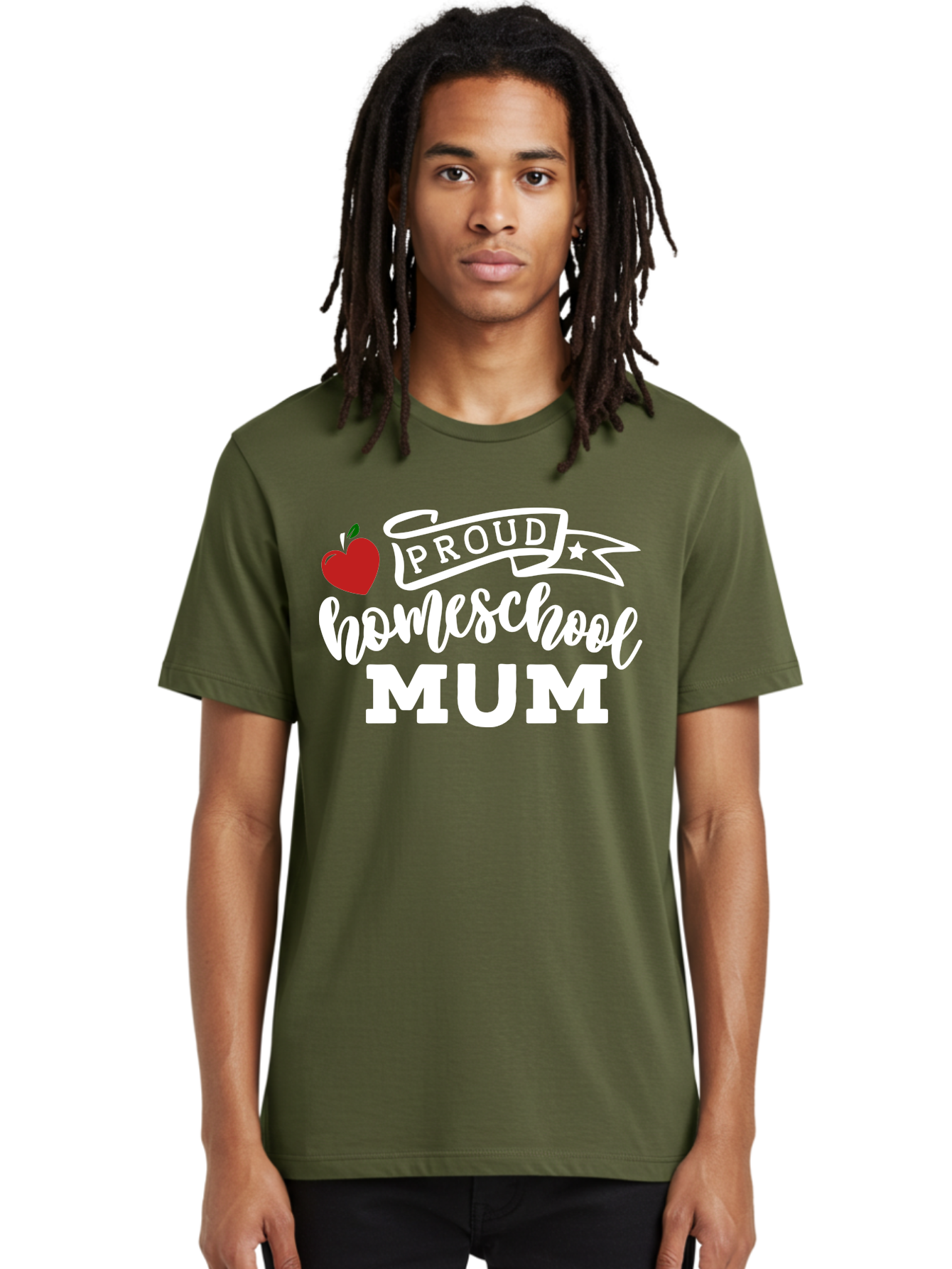 Proud-Homeschool-Mum-2 Men'S Graphic Tee, 100% Cotton, Comfortable Casual Summer Wear, Machine Washable, Proud Homeschool Mum, Homeschooling Mom, Home Education, Proud Parent, Apple Logo, Banner Design, Star Symbol, Custom Apparel, Aab426 6