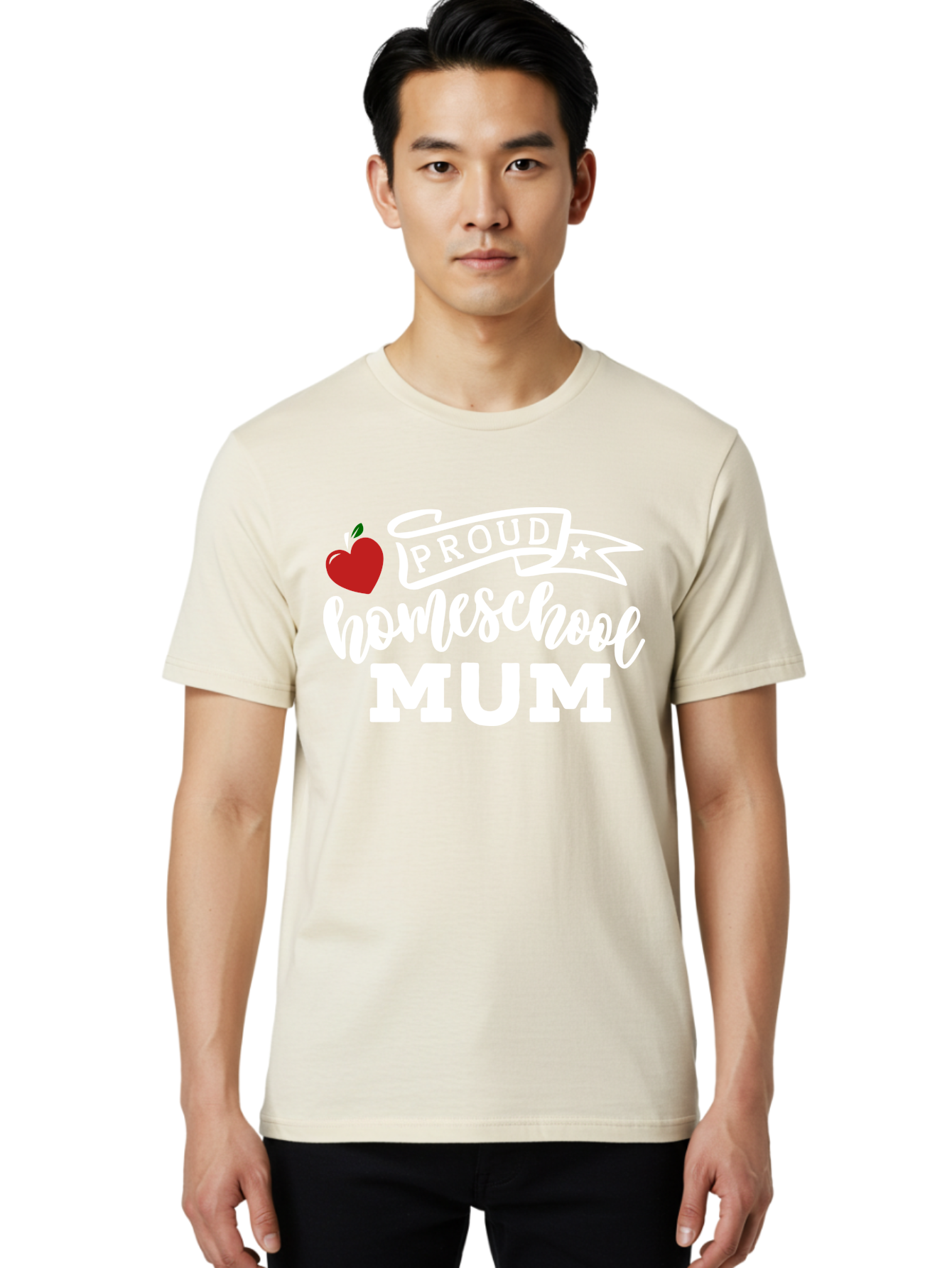 Proud-Homeschool-Mum-2 Men'S Graphic Tee, 100% Cotton, Comfortable Casual Summer Wear, Machine Washable, Proud Homeschool Mum, Homeschooling Mom, Home Education, Proud Parent, Apple Logo, Banner Design, Star Symbol, Custom Apparel, Aab426 24