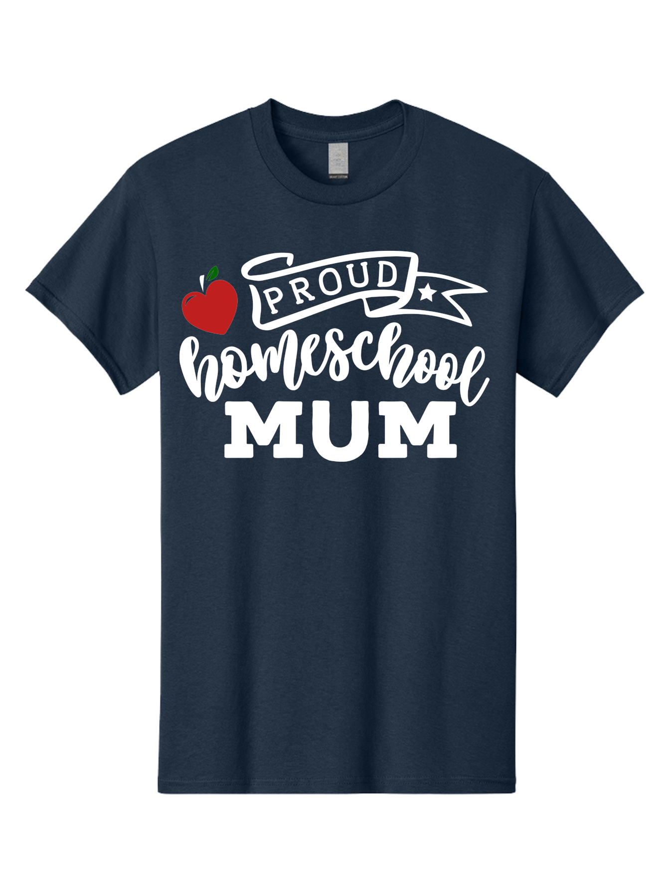 Proud-Homeschool-Mum-2 Men'S Graphic Tee, 100% Cotton, Comfortable Casual Summer Wear, Machine Washable, Proud Homeschool Mum, Homeschooling Mom, Home Education, Proud Parent, Apple Logo, Banner Design, Star Symbol, Custom Apparel, Aab426 13