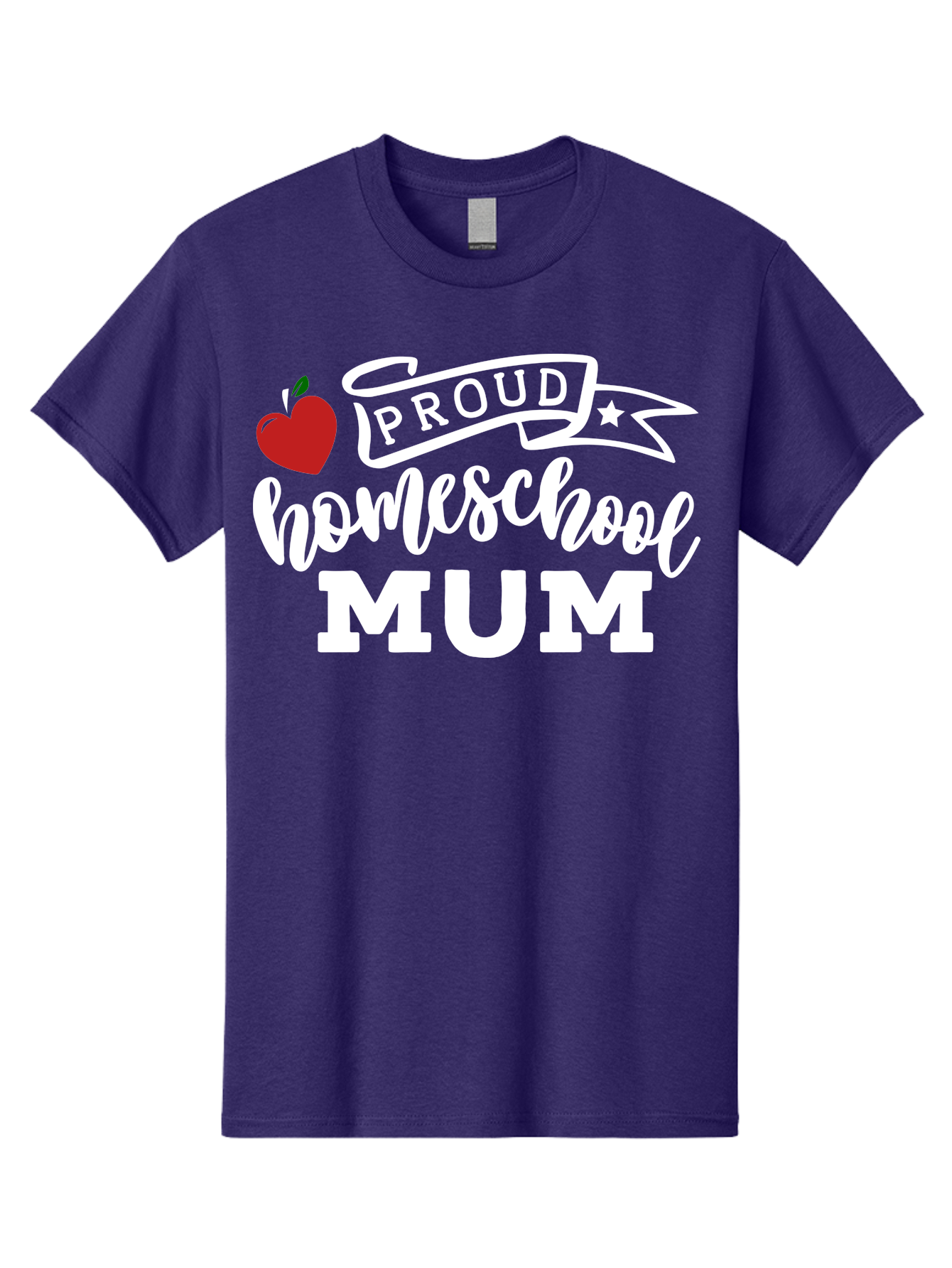 Proud-Homeschool-Mum-2 Men'S Graphic Tee, 100% Cotton, Comfortable Casual Summer Wear, Machine Washable, Proud Homeschool Mum, Homeschooling Mom, Home Education, Proud Parent, Apple Logo, Banner Design, Star Symbol, Custom Apparel, Aab426 19