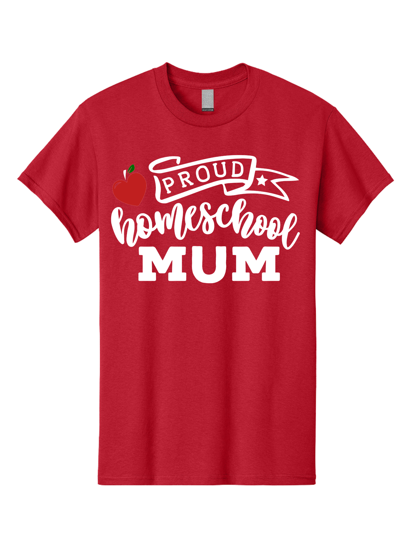 Proud-Homeschool-Mum-2 Men'S Graphic Tee, 100% Cotton, Comfortable Casual Summer Wear, Machine Washable, Proud Homeschool Mum, Homeschooling Mom, Home Education, Proud Parent, Apple Logo, Banner Design, Star Symbol, Custom Apparel, Aab426 27