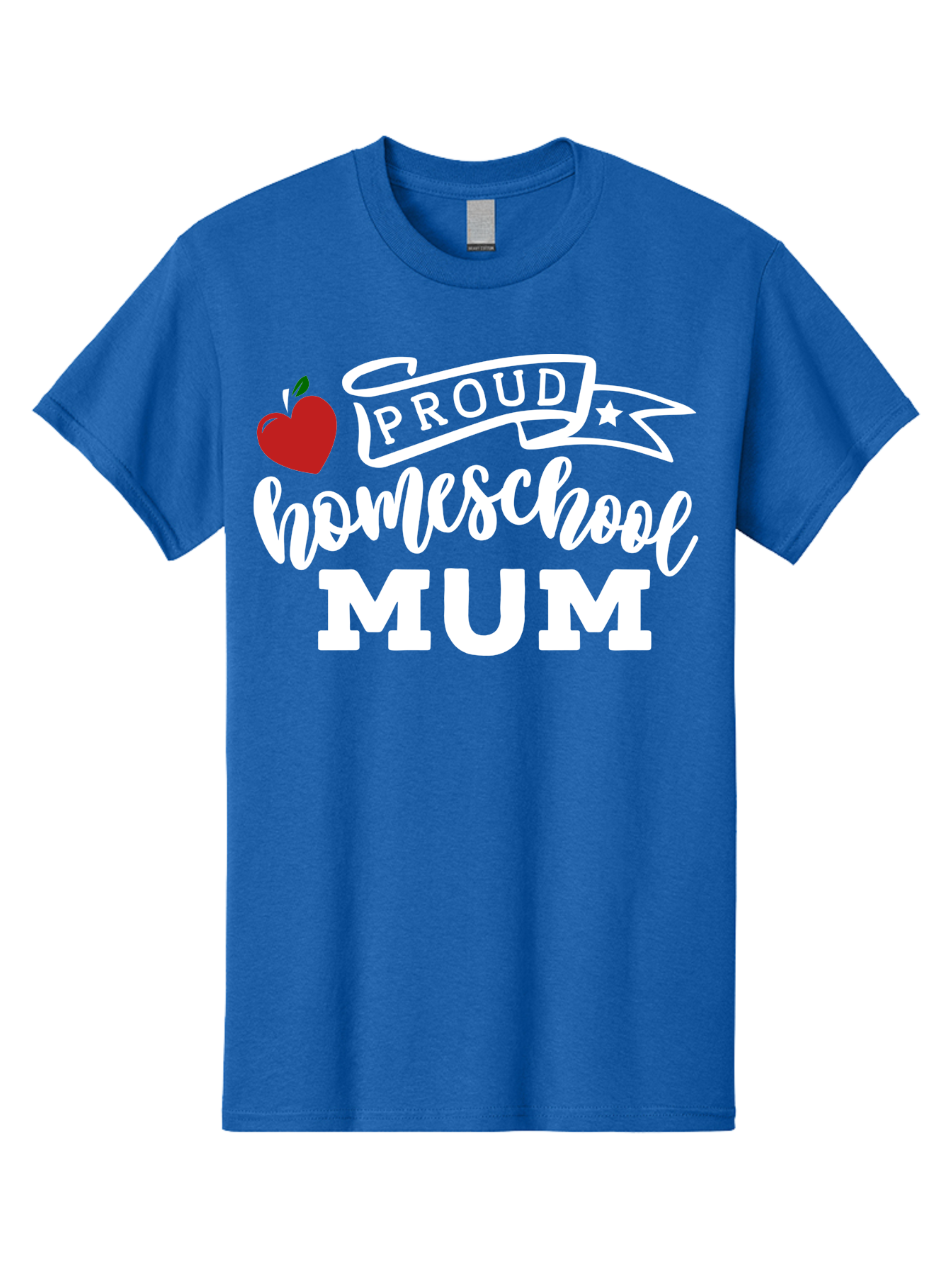 Proud-Homeschool-Mum-2 Men'S Graphic Tee, 100% Cotton, Comfortable Casual Summer Wear, Machine Washable, Proud Homeschool Mum, Homeschooling Mom, Home Education, Proud Parent, Apple Logo, Banner Design, Star Symbol, Custom Apparel, Aab426 11