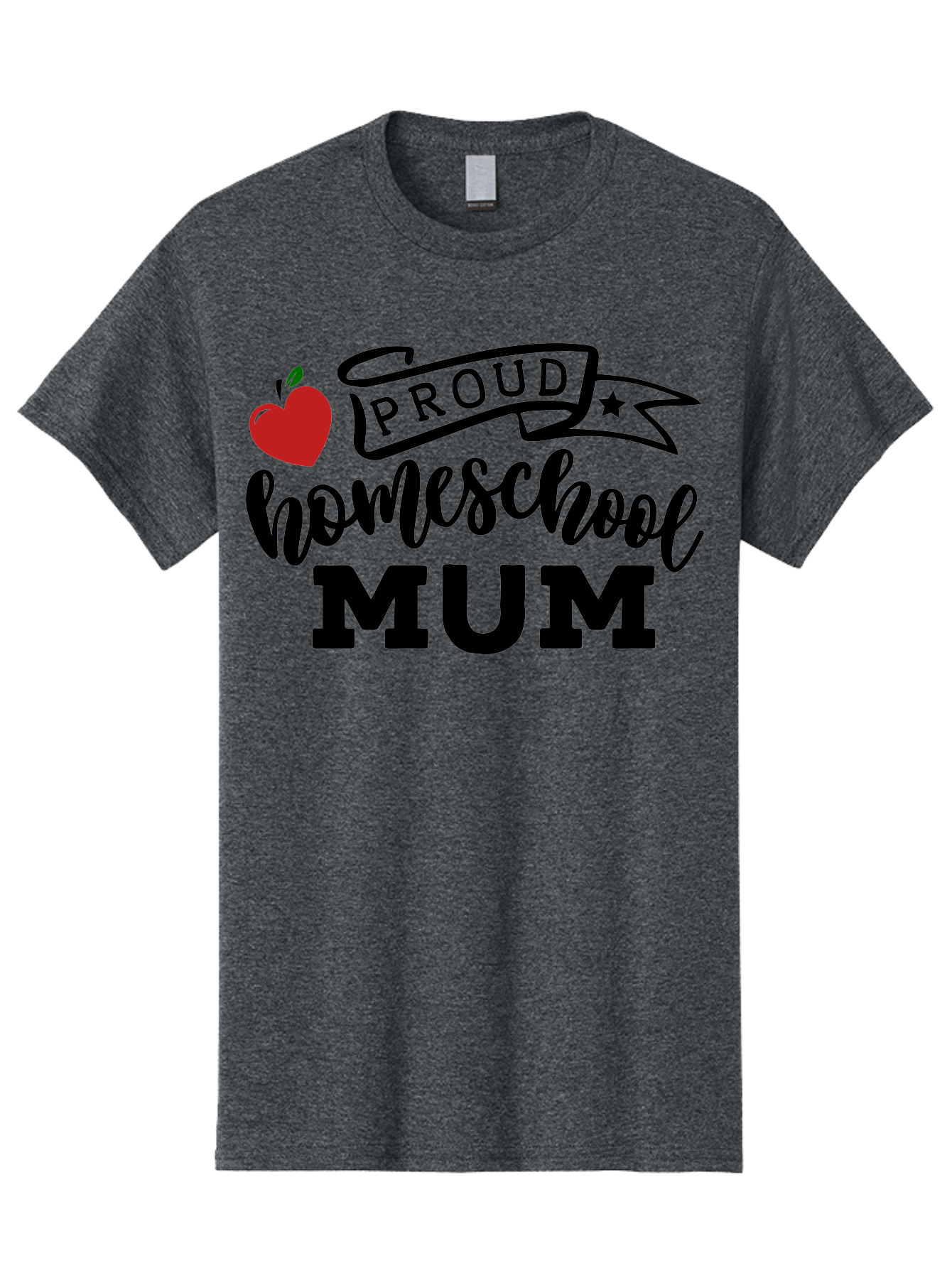 Proud-Homeschool-Mum-3 Men'S Graphic Tee, 100% Cotton, Comfortable Casual Summer Wear, Machine Washable, Homeschool Mom, Proud Parent, Apple Graphic, Inspirational Quote, Black Lettering, Bold Font, Motivational Message, Parenting Pride, Aab427 7
