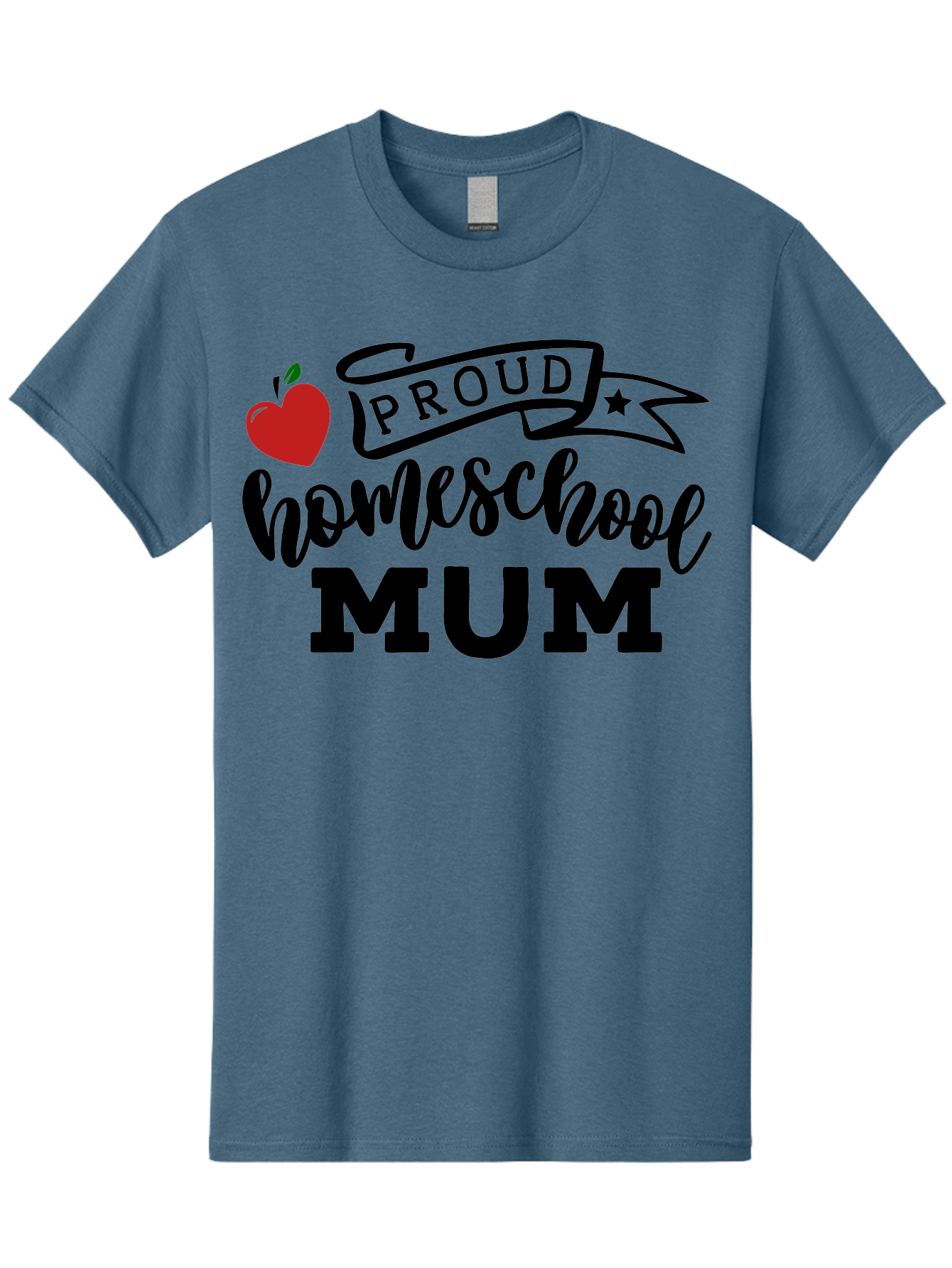 Proud-Homeschool-Mum-3 Men'S Graphic Tee, 100% Cotton, Comfortable Casual Summer Wear, Machine Washable, Homeschool Mom, Proud Parent, Apple Graphic, Inspirational Quote, Black Lettering, Bold Font, Motivational Message, Parenting Pride, Aab427 11