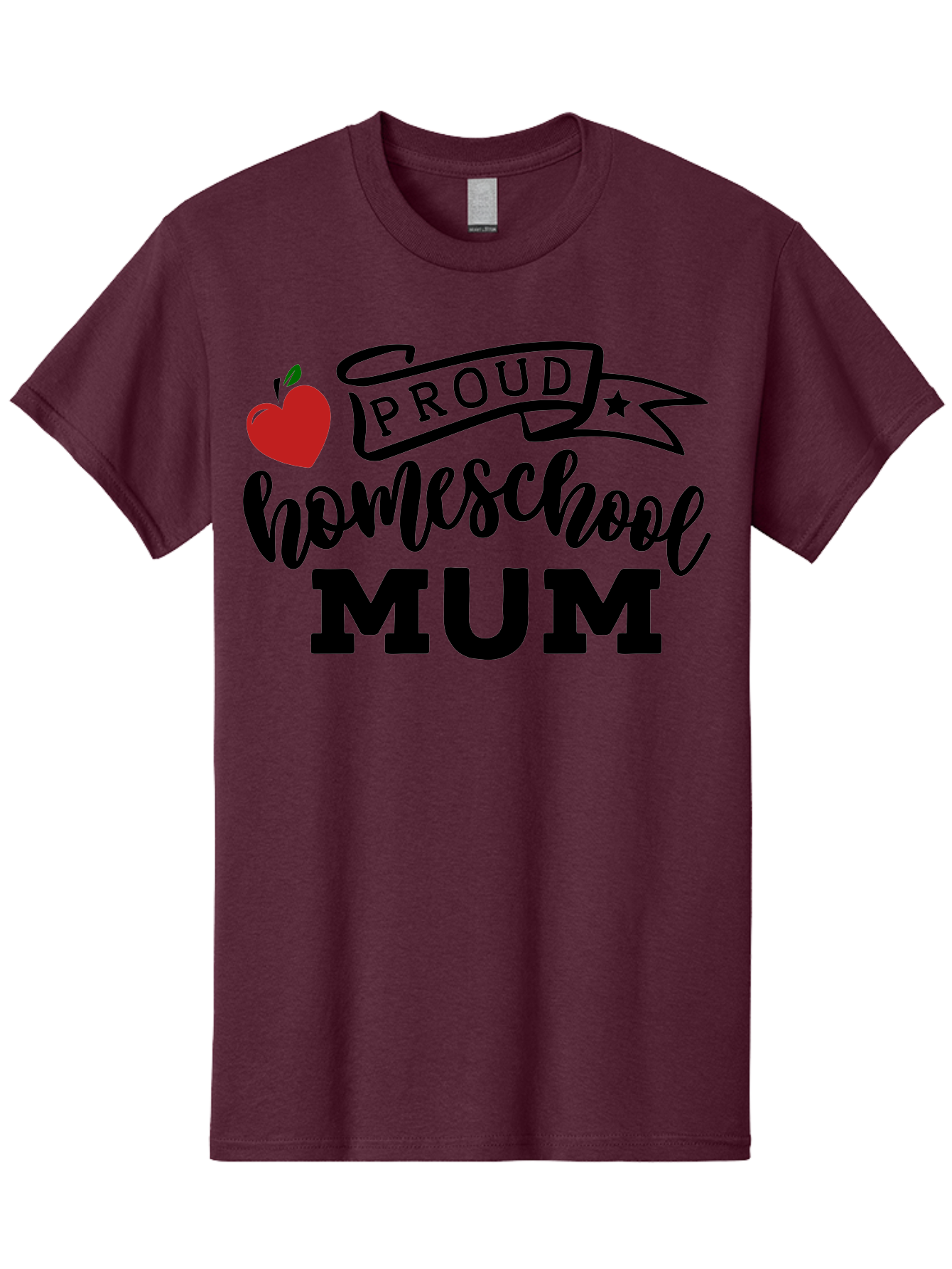 Proud-Homeschool-Mum-3 Men'S Graphic Tee, 100% Cotton, Comfortable Casual Summer Wear, Machine Washable, Homeschool Mom, Proud Parent, Apple Graphic, Inspirational Quote, Black Lettering, Bold Font, Motivational Message, Parenting Pride, Aab427 13