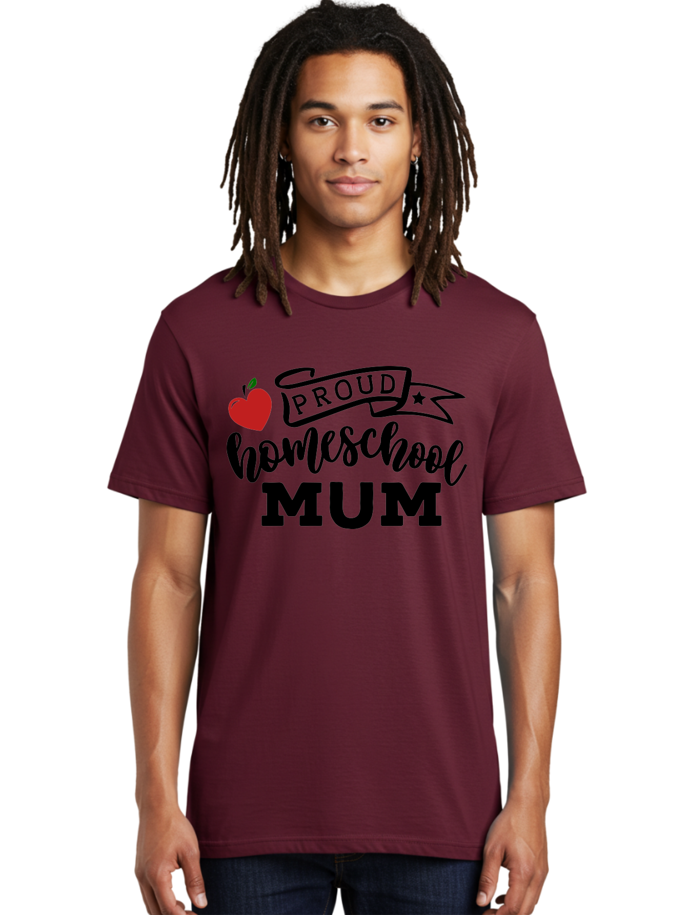 Proud-Homeschool-Mum-3 Men'S Graphic Tee, 100% Cotton, Comfortable Casual Summer Wear, Machine Washable, Homeschool Mom, Proud Parent, Apple Graphic, Inspirational Quote, Black Lettering, Bold Font, Motivational Message, Parenting Pride, Aab427 14