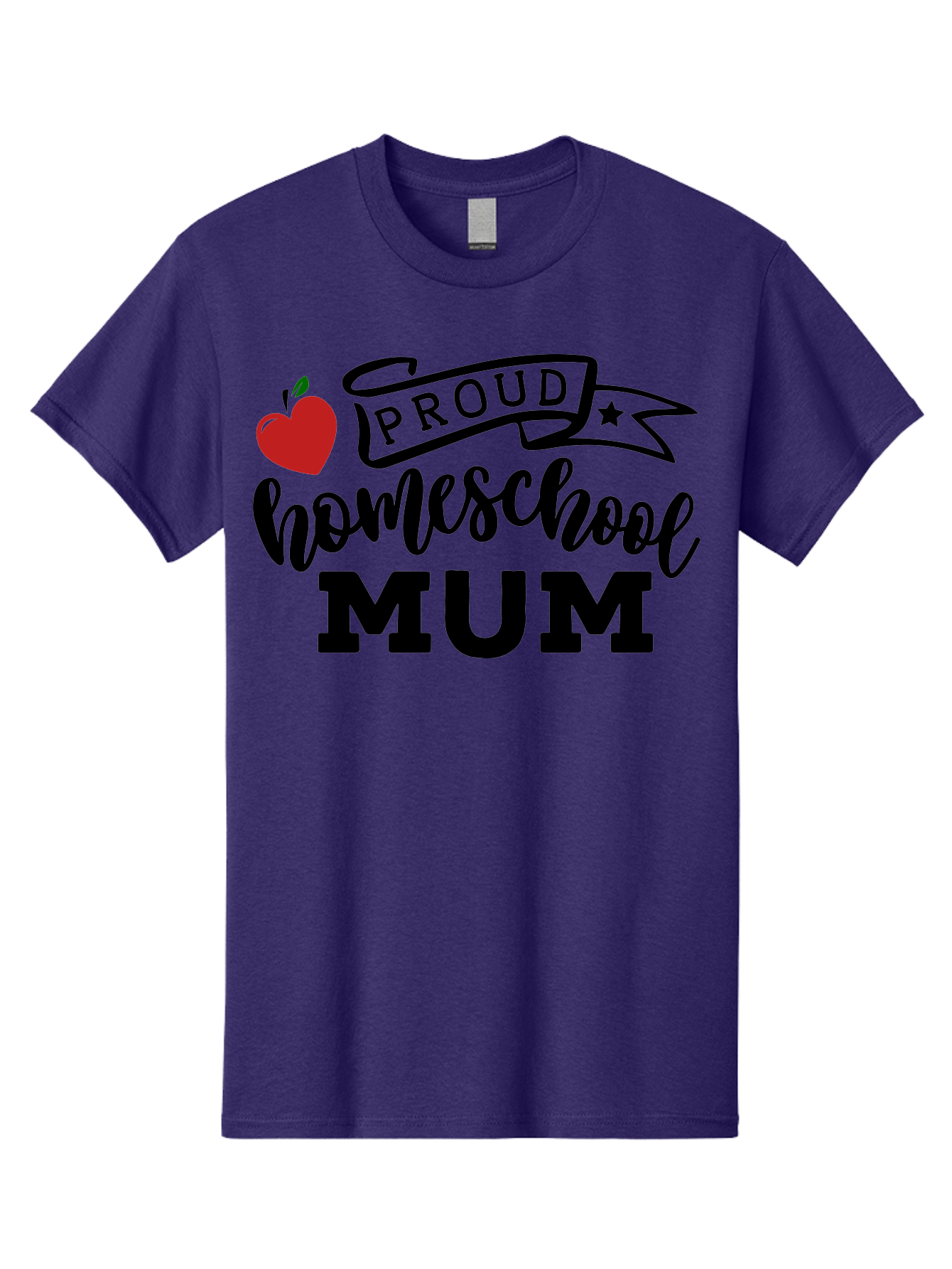 Proud-Homeschool-Mum-3 Men'S Graphic Tee, 100% Cotton, Comfortable Casual Summer Wear, Machine Washable, Homeschool Mom, Proud Parent, Apple Graphic, Inspirational Quote, Black Lettering, Bold Font, Motivational Message, Parenting Pride, Aab427 21