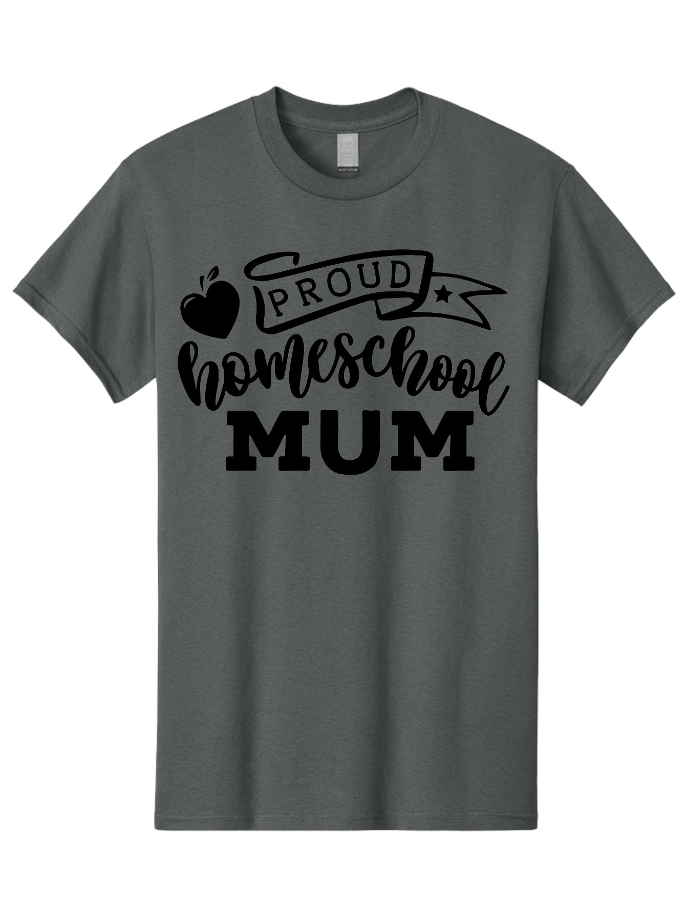 Proud-Homeschool-Mum Men'S Graphic Tee, 100% Cotton, Comfortable Casual Summer Wear, Machine Washable, Homeschool Mom, Proud Parent, Education, Learning, Apple Symbol, Star Icon, Homeschooling, Mom Life Aab428 29