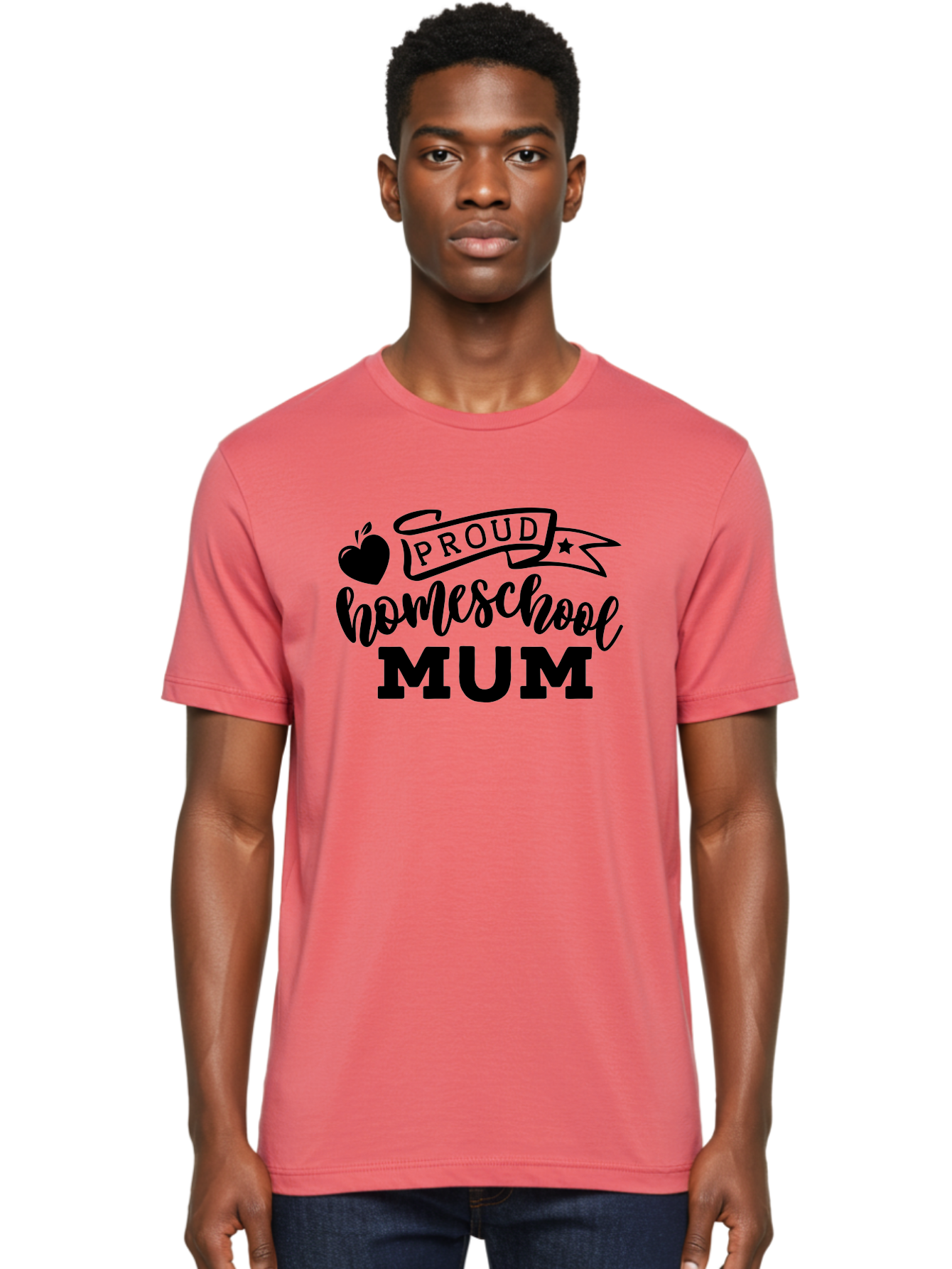 Proud-Homeschool-Mum Men'S Graphic Tee, 100% Cotton, Comfortable Casual Summer Wear, Machine Washable, Homeschool Mom, Proud Parent, Education, Learning, Apple Symbol, Star Icon, Homeschooling, Mom Life Aab428 12