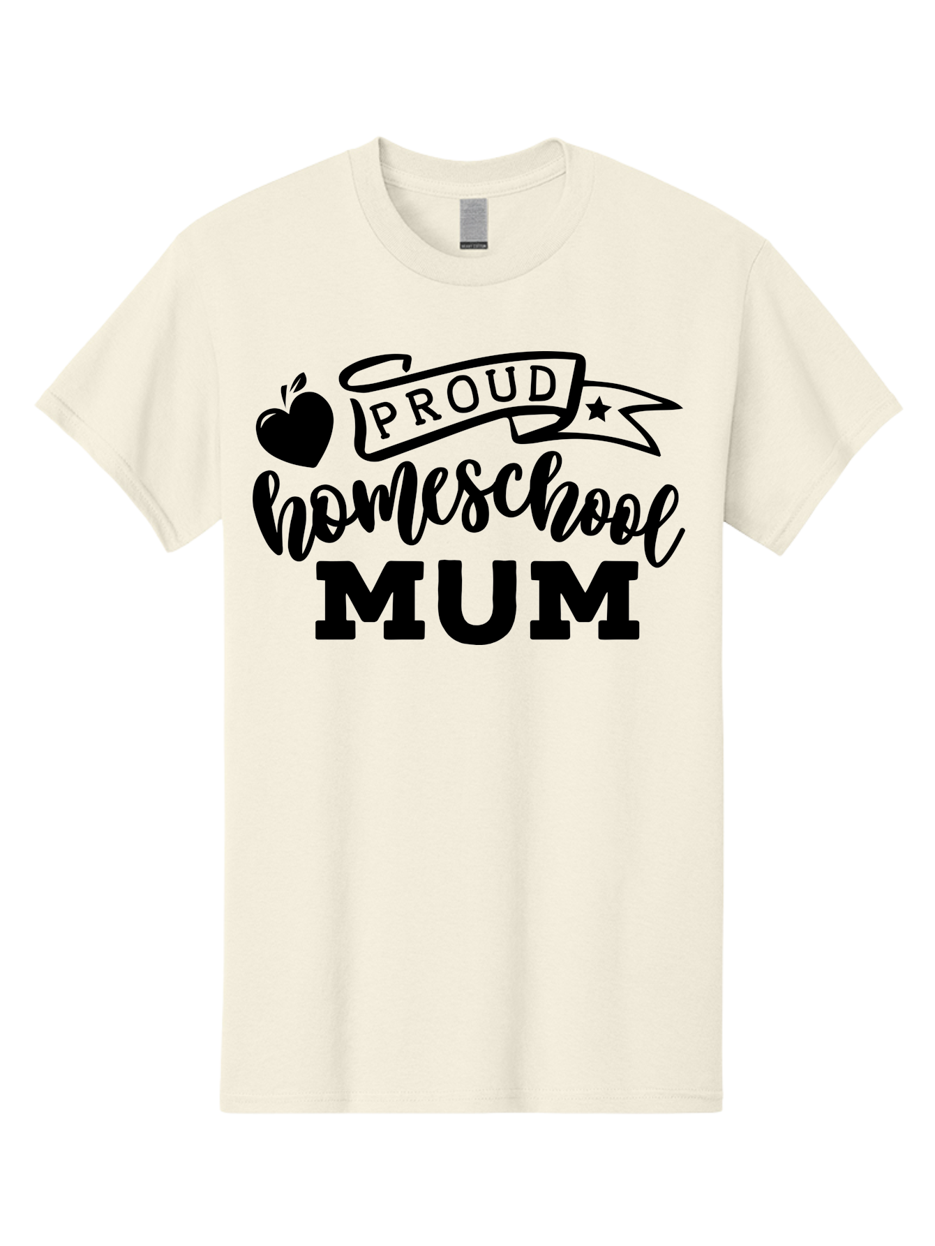 Proud-Homeschool-Mum Men'S Graphic Tee, 100% Cotton, Comfortable Casual Summer Wear, Machine Washable, Homeschool Mom, Proud Parent, Education, Learning, Apple Symbol, Star Icon, Homeschooling, Mom Life Aab428 1