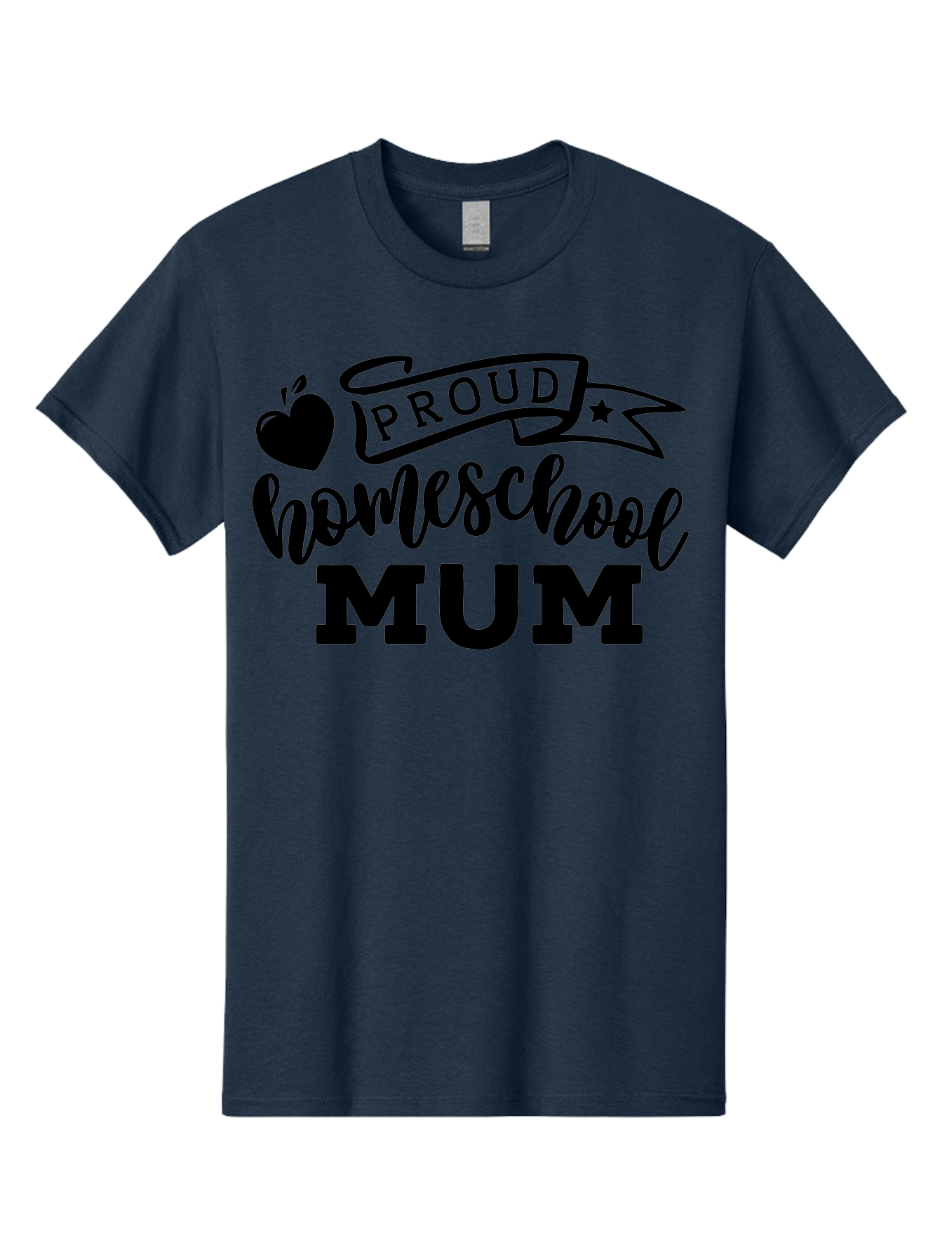 Proud-Homeschool-Mum Men'S Graphic Tee, 100% Cotton, Comfortable Casual Summer Wear, Machine Washable, Homeschool Mom, Proud Parent, Education, Learning, Apple Symbol, Star Icon, Homeschooling, Mom Life Aab428 27