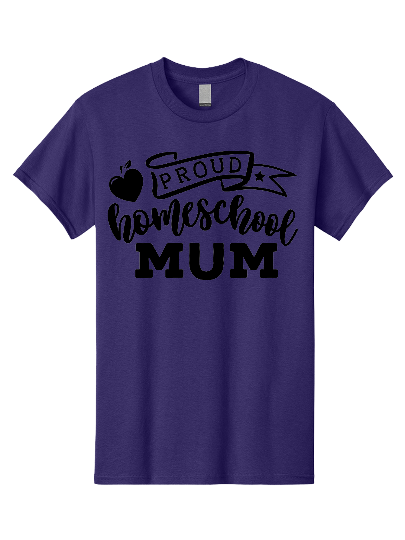 Proud-Homeschool-Mum Men'S Graphic Tee, 100% Cotton, Comfortable Casual Summer Wear, Machine Washable, Homeschool Mom, Proud Parent, Education, Learning, Apple Symbol, Star Icon, Homeschooling, Mom Life Aab428 23