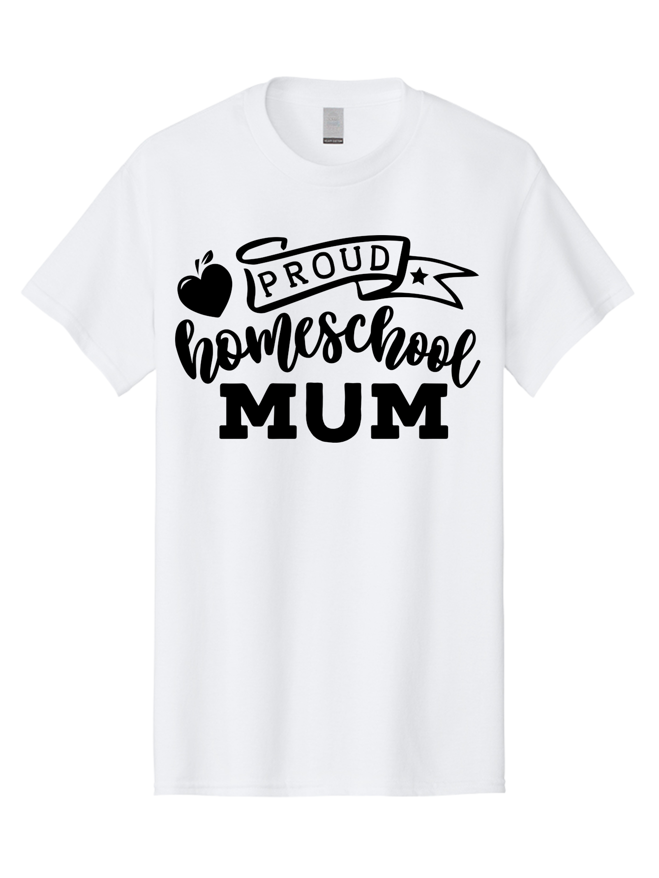 Proud-Homeschool-Mum Men'S Graphic Tee, 100% Cotton, Comfortable Casual Summer Wear, Machine Washable, Homeschool Mom, Proud Parent, Education, Learning, Apple Symbol, Star Icon, Homeschooling, Mom Life Aab428 13
