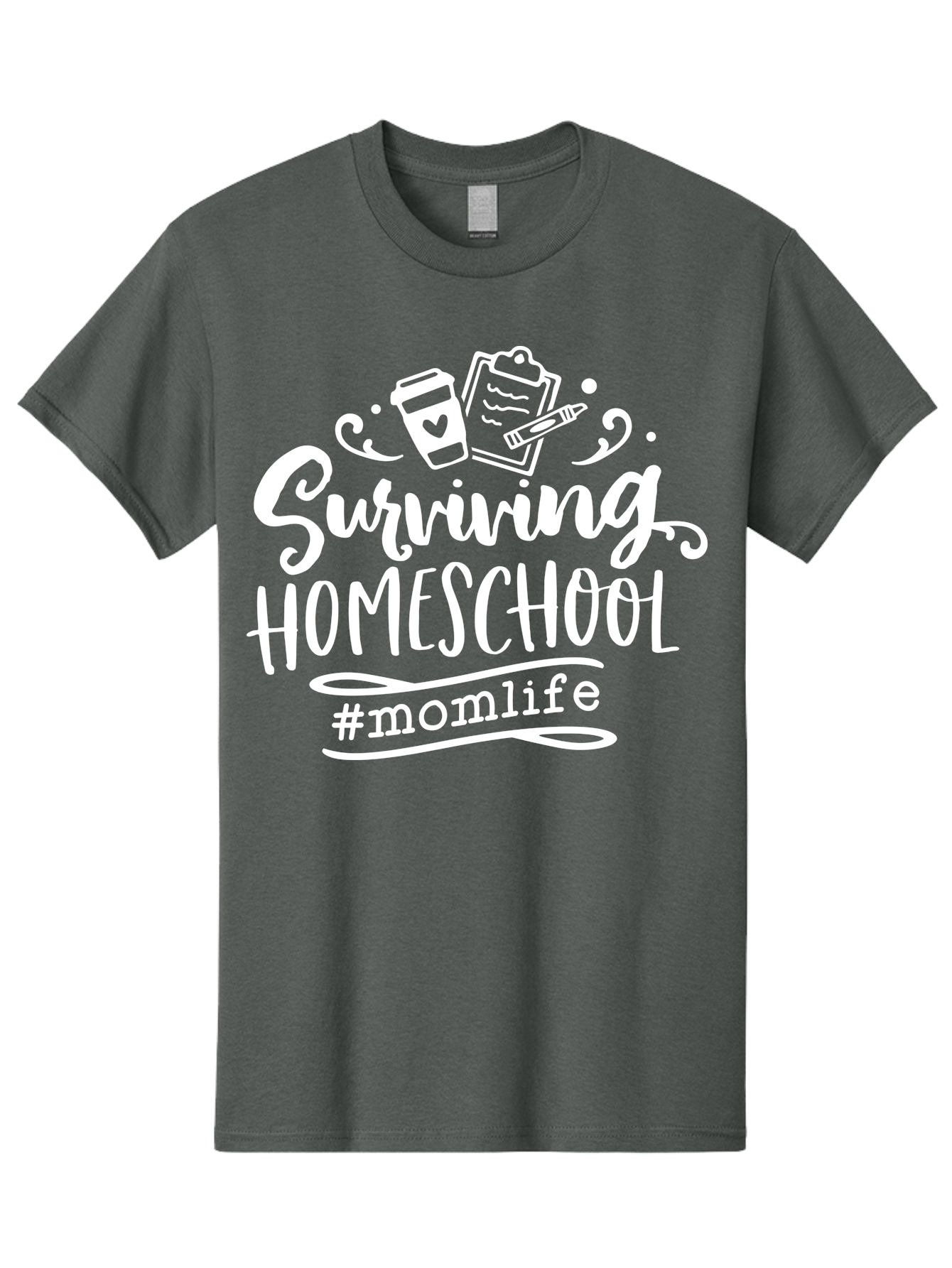 Surviving-Homeschool-1 Men'S Graphic Tee, 100% Cotton, Comfortable Casual Summer Wear, Machine Washable, Homeschooling Mom, Mom Life, Surviving Homeschool, Homeschool Survival, Parenting Tips, Education At Home, Momlife, Coffee Cup, Clipboard, Aab432 27