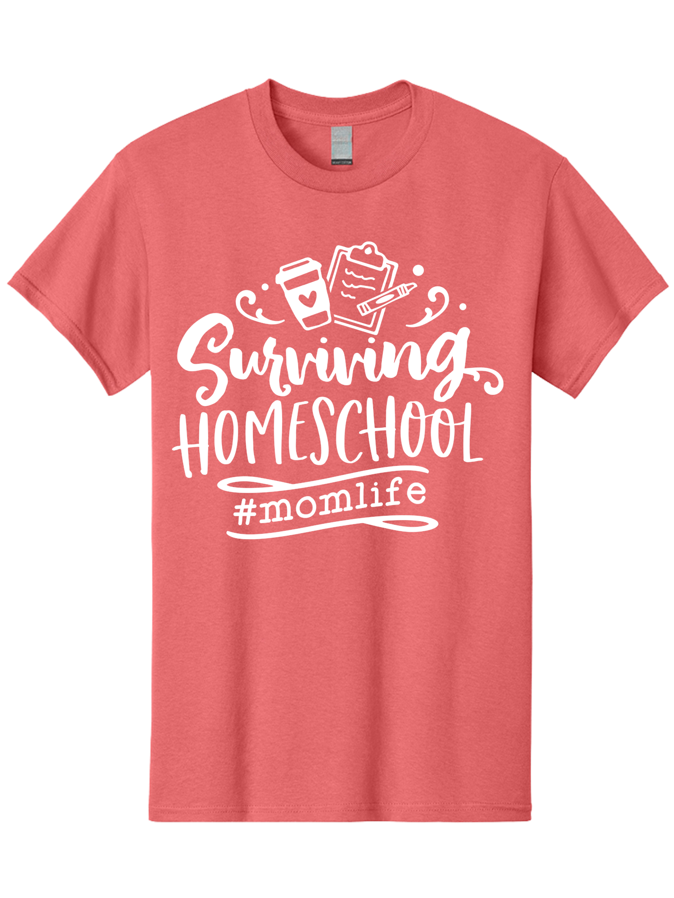 Surviving-Homeschool-1 Men'S Graphic Tee, 100% Cotton, Comfortable Casual Summer Wear, Machine Washable, Homeschooling Mom, Mom Life, Surviving Homeschool, Homeschool Survival, Parenting Tips, Education At Home, Momlife, Coffee Cup, Clipboard, Aab432 25