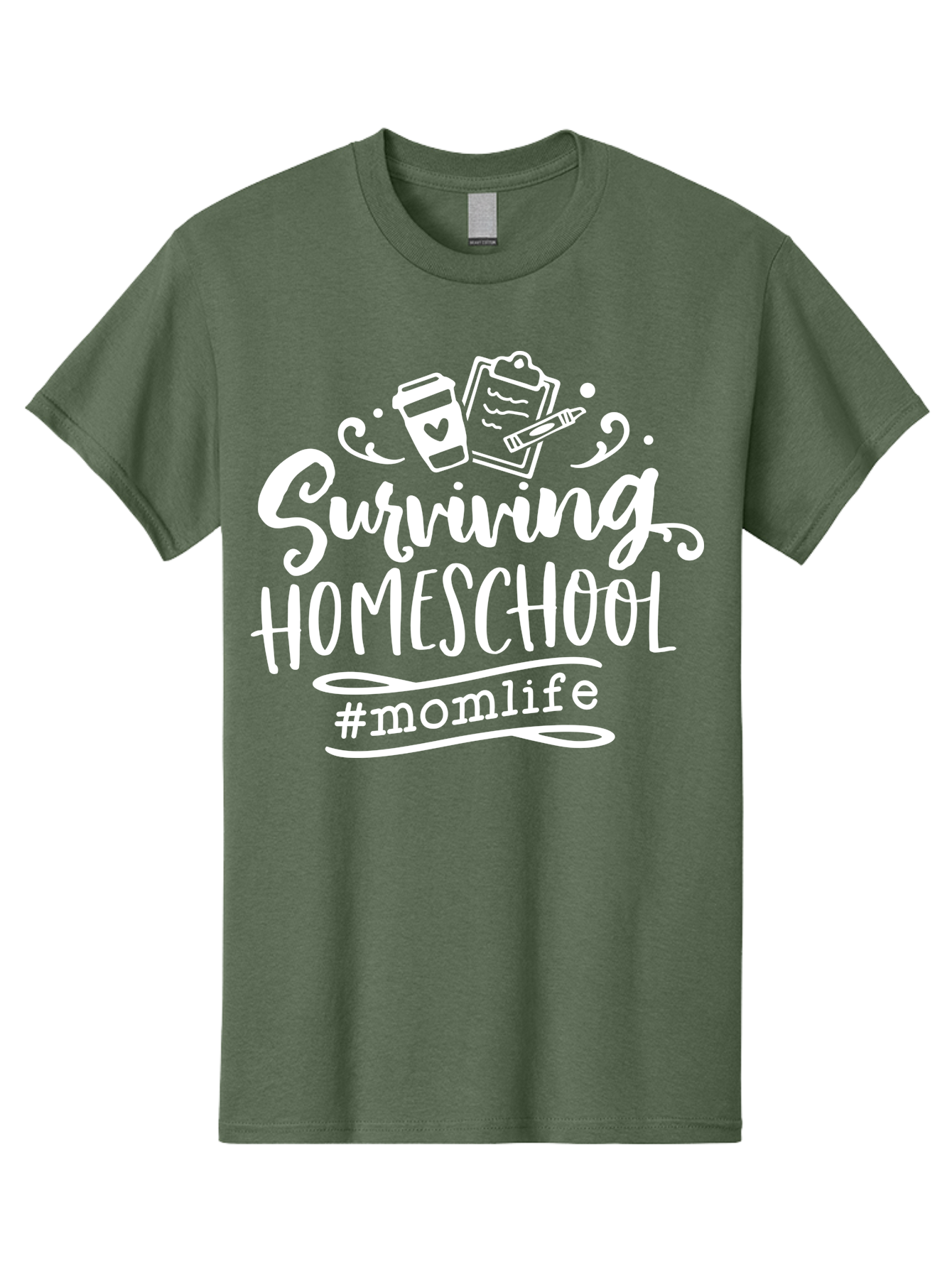 Surviving-Homeschool-1 Men'S Graphic Tee, 100% Cotton, Comfortable Casual Summer Wear, Machine Washable, Homeschooling Mom, Mom Life, Surviving Homeschool, Homeschool Survival, Parenting Tips, Education At Home, Momlife, Coffee Cup, Clipboard, Aab432 23