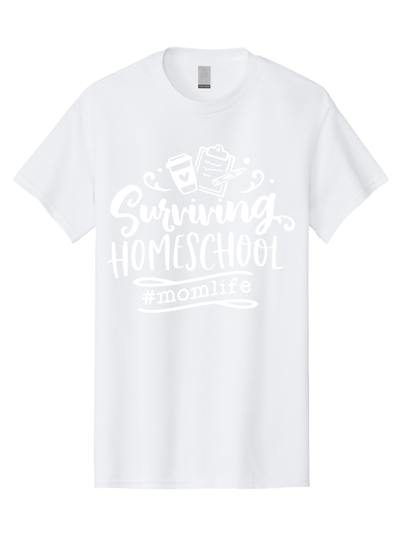 Surviving-Homeschool-1 Men'S Graphic Tee, 100% Cotton, Comfortable Casual Summer Wear, Machine Washable, Homeschooling Mom, Mom Life, Surviving Homeschool, Homeschool Survival, Parenting Tips, Education At Home, Momlife, Coffee Cup, Clipboard, Aab432 19