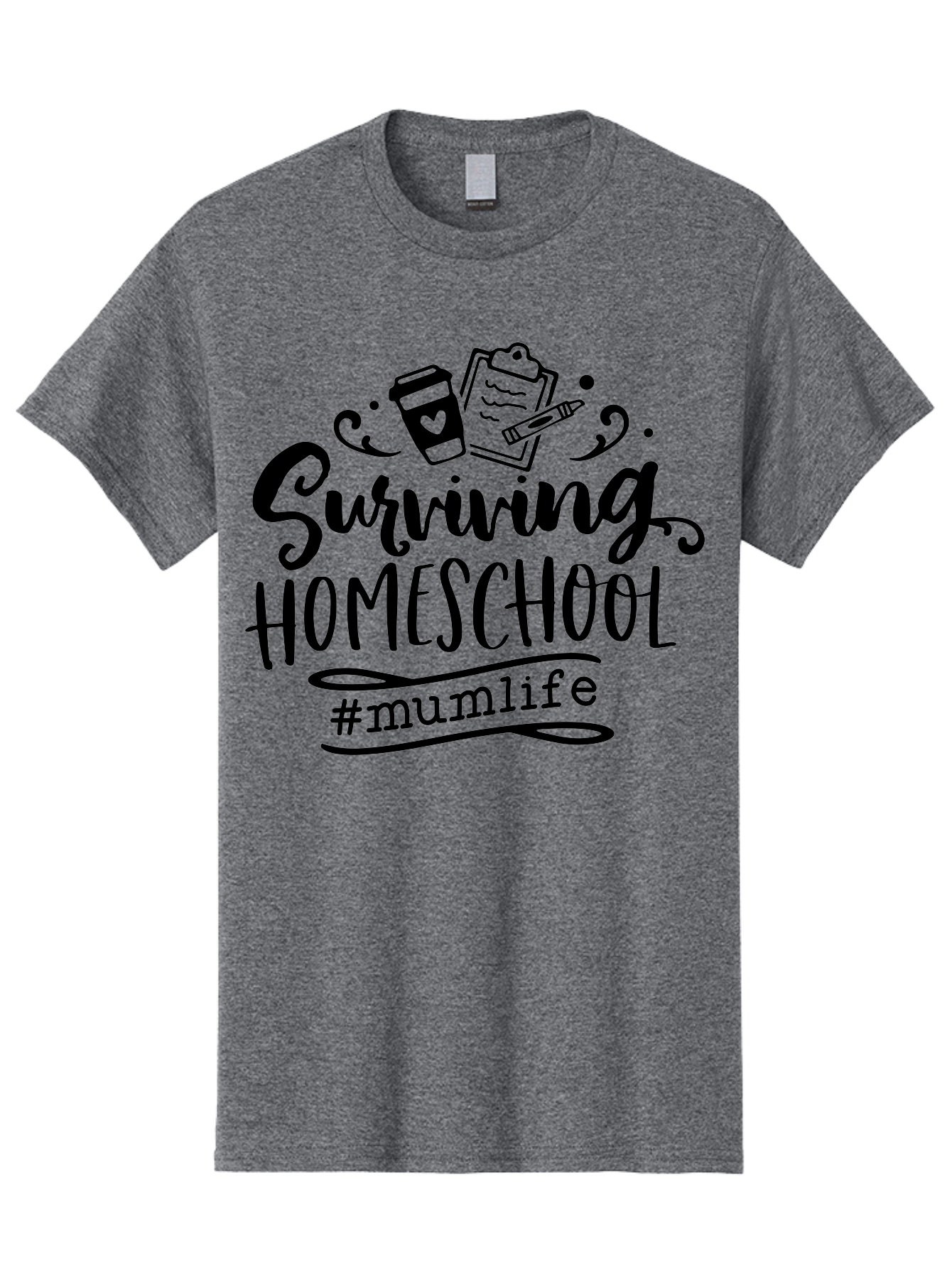 Surviving-Homeschool-2 Men'S Graphic Tee, 100% Cotton, Comfortable Casual Summer Wear, Machine Washable, Homeschooling, Parenting, Motherhood, Education, Coffee Cup, Clipboard, Mum Life, #Mumlife, Learning At Home, Homeschool Survival Aab433 11