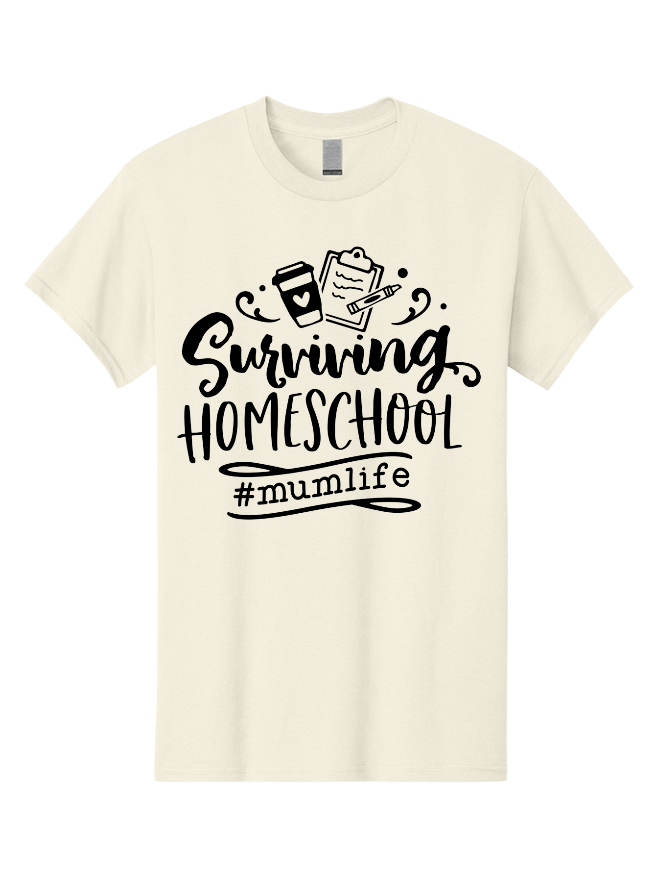 Surviving-Homeschool-2 Men'S Graphic Tee, 100% Cotton, Comfortable Casual Summer Wear, Machine Washable, Homeschooling, Parenting, Motherhood, Education, Coffee Cup, Clipboard, Mum Life, #Mumlife, Learning At Home, Homeschool Survival Aab433 27