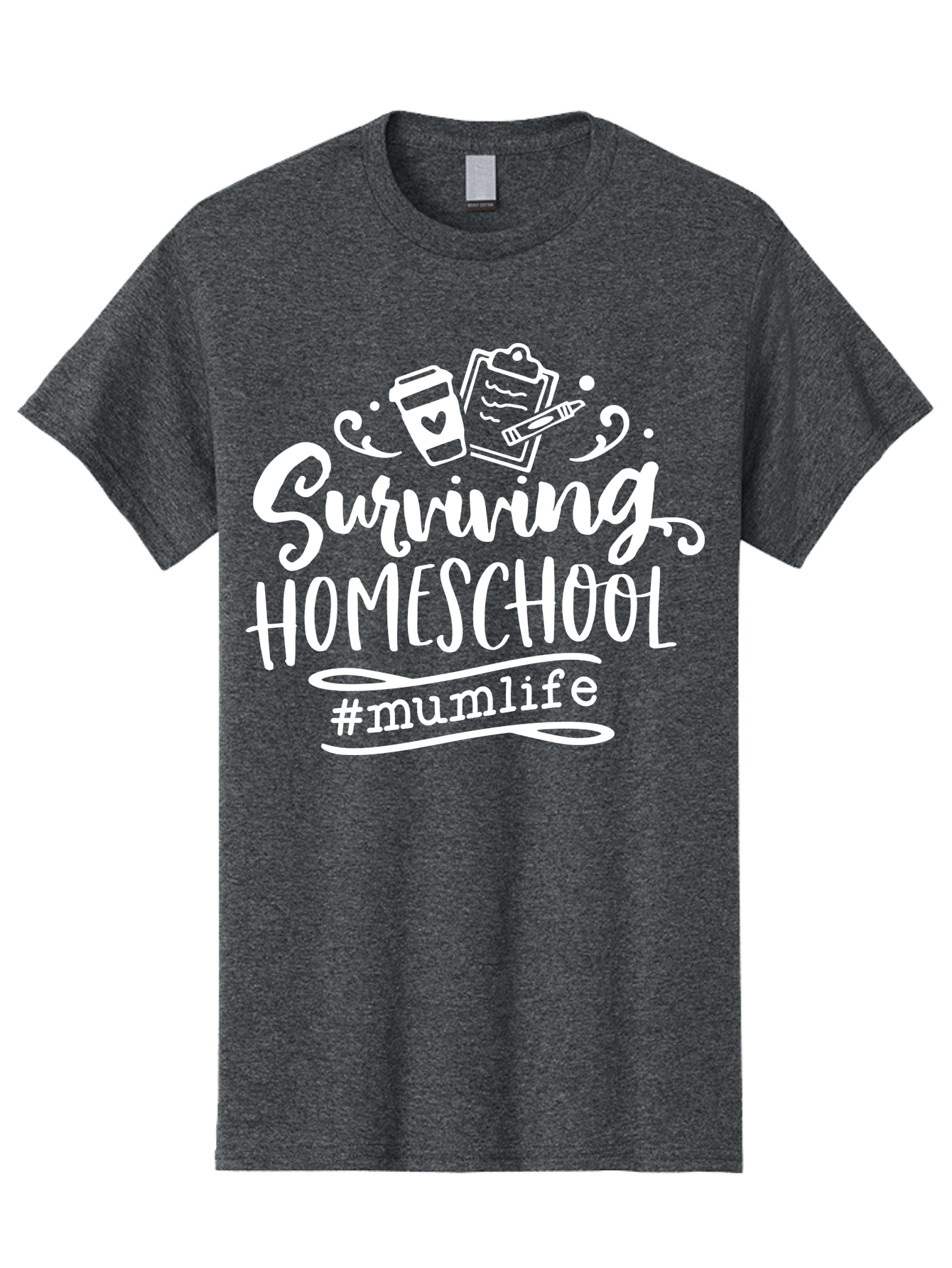 Surviving-Homeschool-3 Men'S Graphic Tee, 100% Cotton, Comfortable Casual Summer Wear, Machine Washable, Homeschooling, Mom Life, Parenting, Education, Teaching, Learning, #Mumlif, School Supplies, Coffee Cup, Clipboard Aab434 29