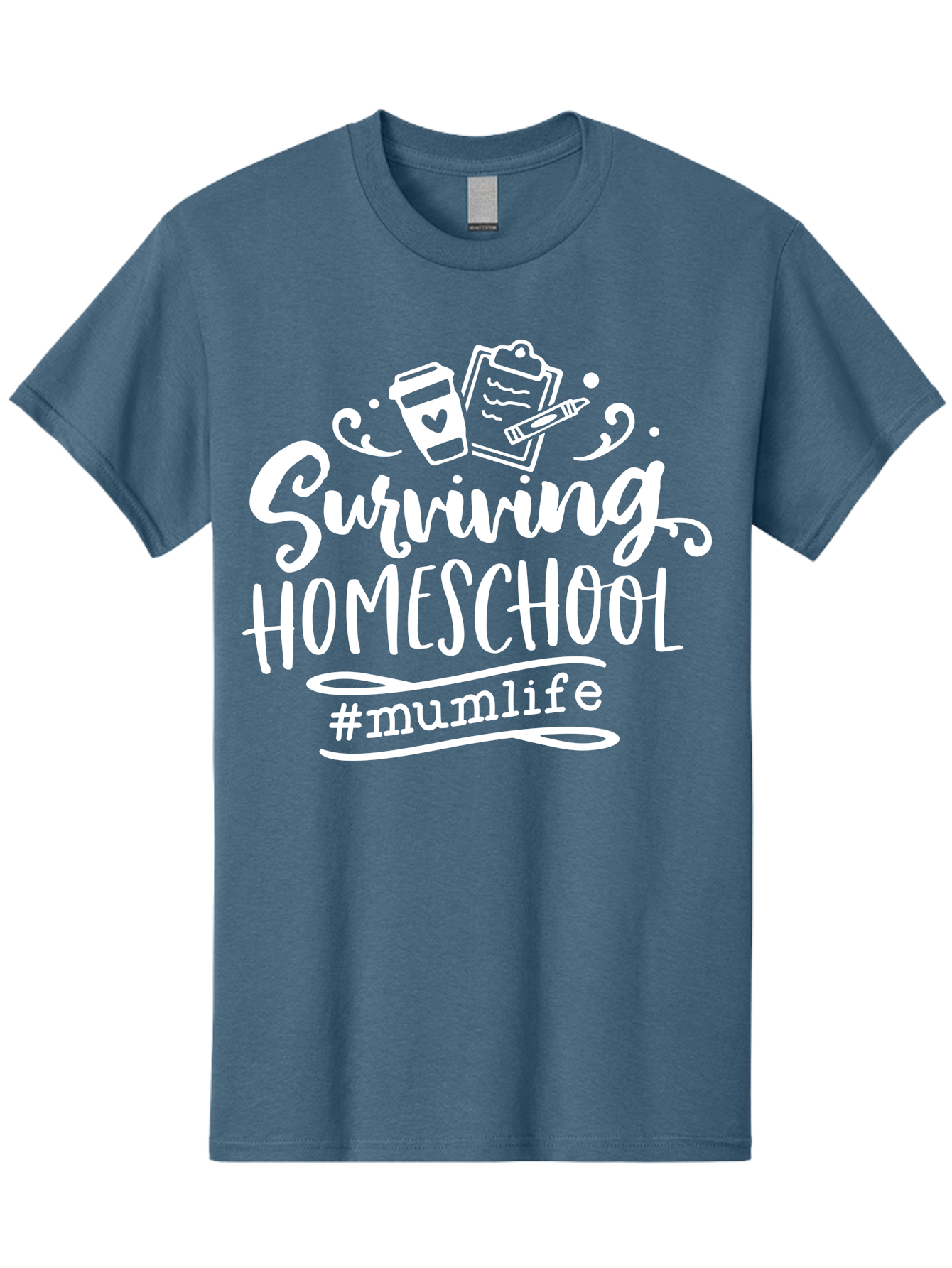 Surviving-Homeschool-3 Men'S Graphic Tee, 100% Cotton, Comfortable Casual Summer Wear, Machine Washable, Homeschooling, Mom Life, Parenting, Education, Teaching, Learning, #Mumlif, School Supplies, Coffee Cup, Clipboard Aab434 21