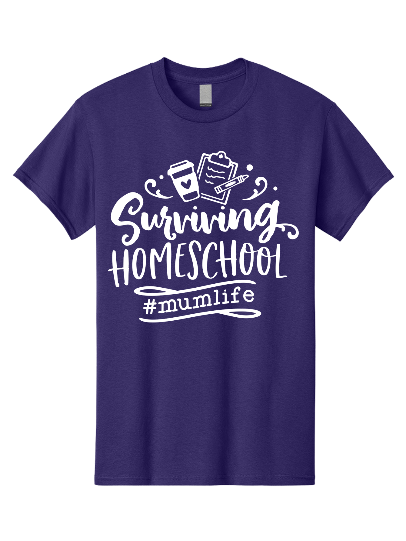 Surviving-Homeschool-3 Men'S Graphic Tee, 100% Cotton, Comfortable Casual Summer Wear, Machine Washable, Homeschooling, Mom Life, Parenting, Education, Teaching, Learning, #Mumlif, School Supplies, Coffee Cup, Clipboard Aab434 11