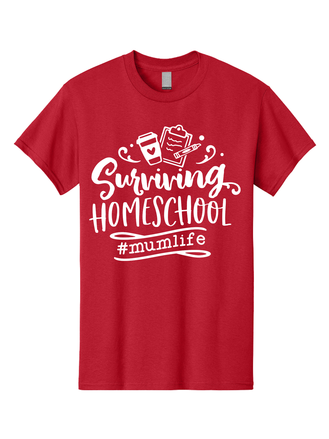 Surviving-Homeschool-3 Men'S Graphic Tee, 100% Cotton, Comfortable Casual Summer Wear, Machine Washable, Homeschooling, Mom Life, Parenting, Education, Teaching, Learning, #Mumlif, School Supplies, Coffee Cup, Clipboard Aab434 17