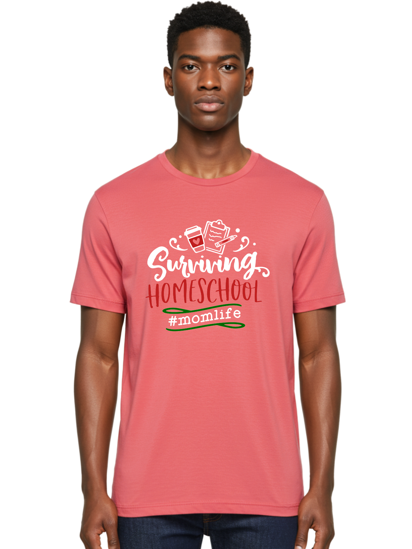 Surviving-Homeschool-6 Men'S Graphic Tee, 100% Cotton, Comfortable Casual Summer Wear, Machine Washable, Homeschooling, Mom Life, Parenting, Education, Teaching, Coffee Culture, Self-Care, Family Bonding, Alternative Education Aab437 16