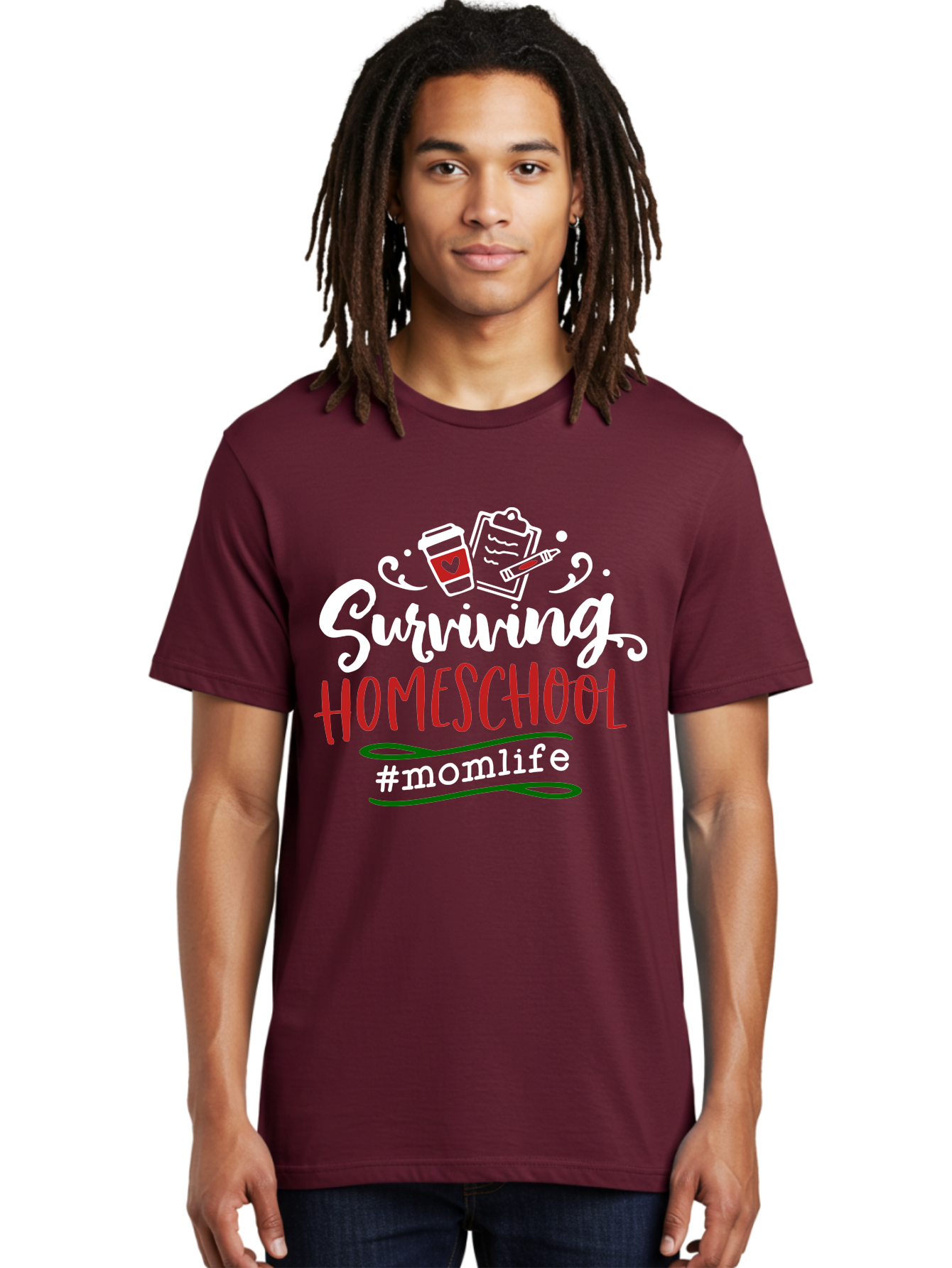 Surviving-Homeschool-6 Men'S Graphic Tee, 100% Cotton, Comfortable Casual Summer Wear, Machine Washable, Homeschooling, Mom Life, Parenting, Education, Teaching, Coffee Culture, Self-Care, Family Bonding, Alternative Education Aab437 14