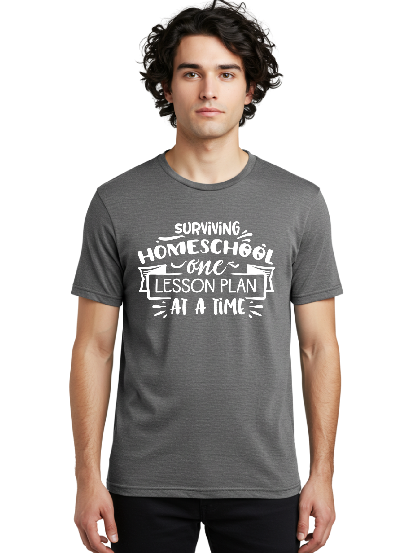 Surviving-Homeschool-7 Men'S Graphic Tee, 100% Cotton, Comfortable Casual Summer Wear, Machine Washable, Homeschool Survival, Homeschooling, Lesson Planning, Education, Teaching, Parenting, Humorous Quote, Inspirational Quote, Teaching Tip Aab438 24