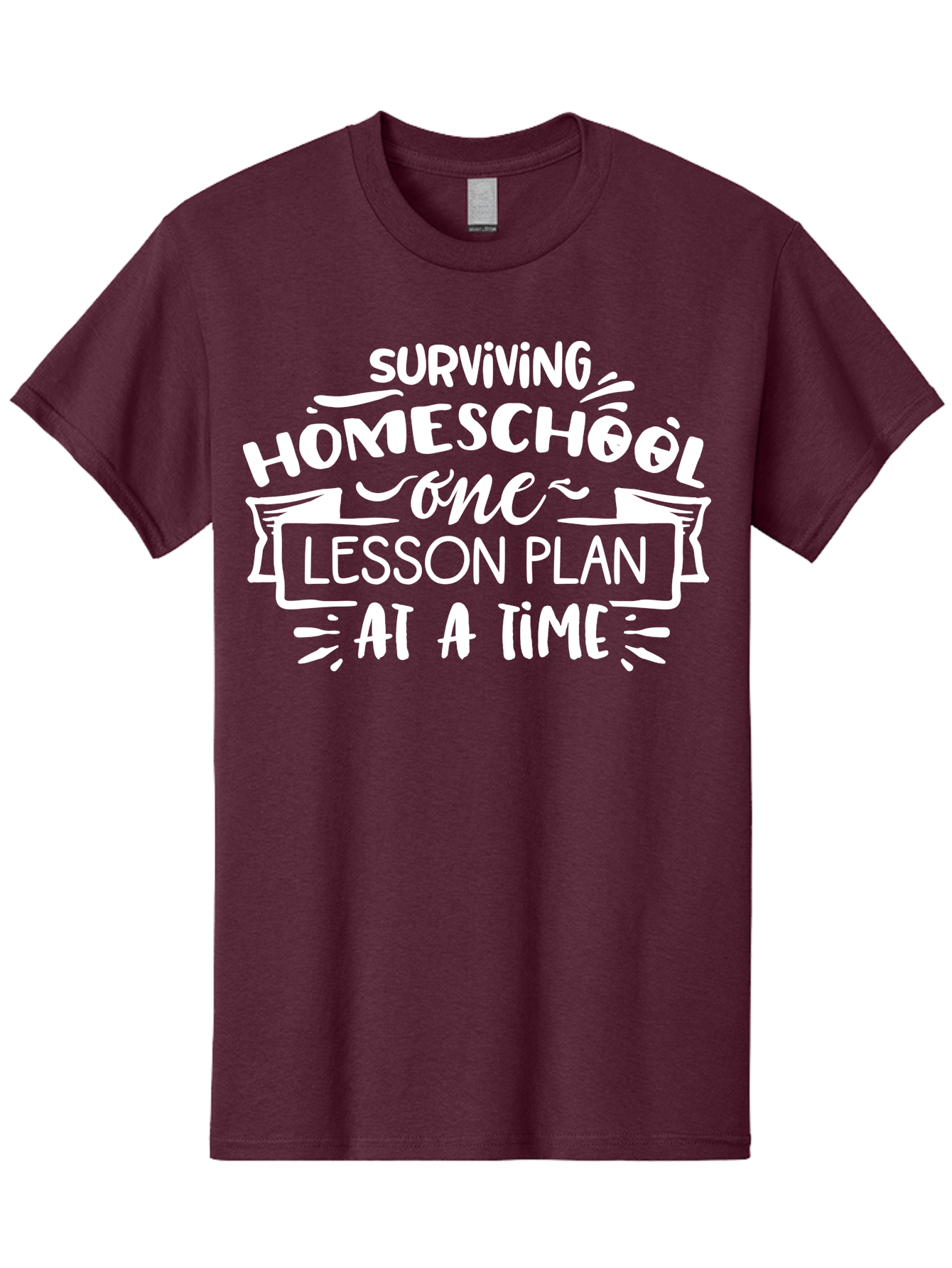 Surviving-Homeschool-7 Men'S Graphic Tee, 100% Cotton, Comfortable Casual Summer Wear, Machine Washable, Homeschool Survival, Homeschooling, Lesson Planning, Education, Teaching, Parenting, Humorous Quote, Inspirational Quote, Teaching Tip Aab438 25