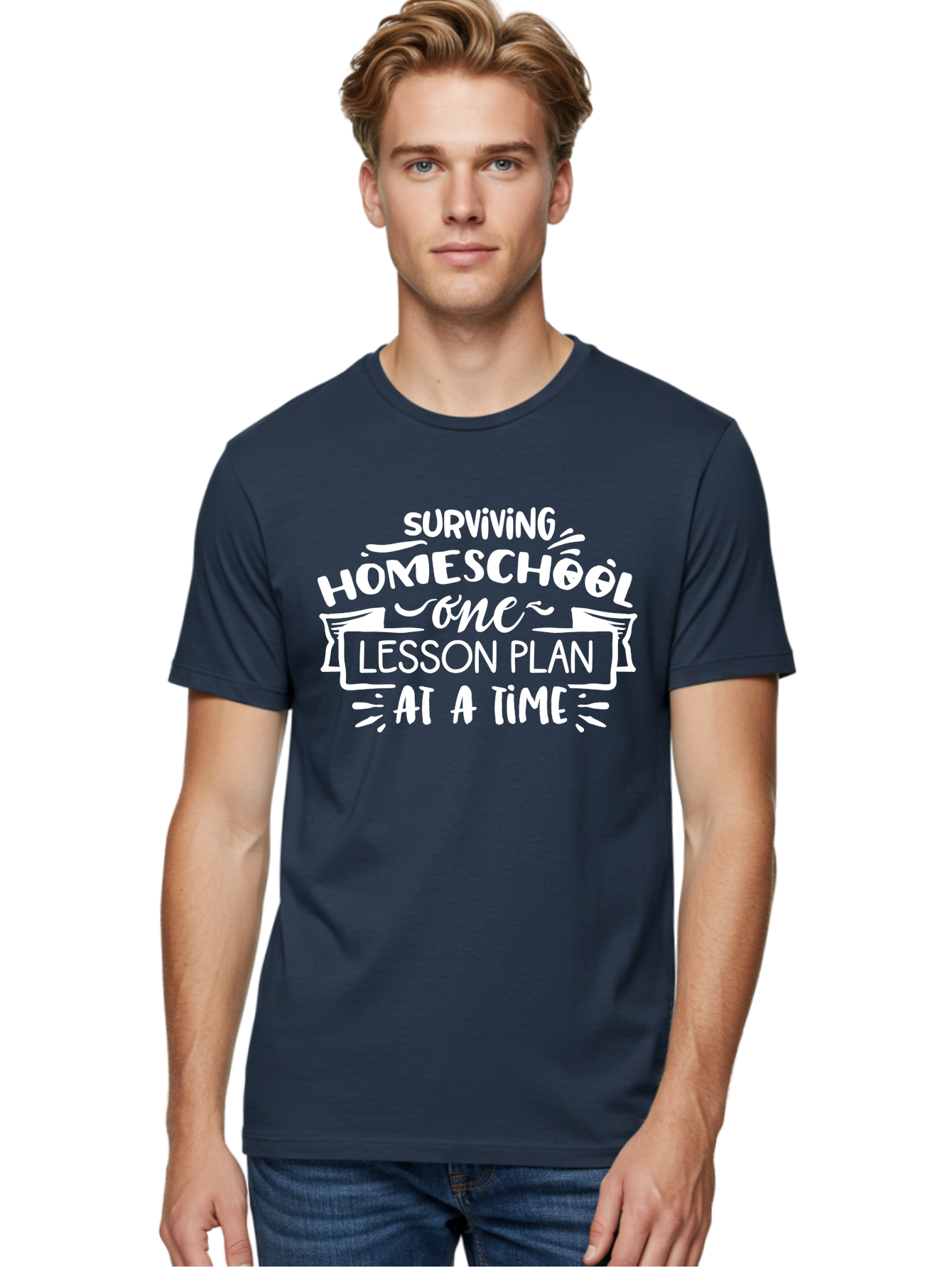 Surviving-Homeschool-7 Men'S Graphic Tee, 100% Cotton, Comfortable Casual Summer Wear, Machine Washable, Homeschool Survival, Homeschooling, Lesson Planning, Education, Teaching, Parenting, Humorous Quote, Inspirational Quote, Teaching Tip Aab438 22