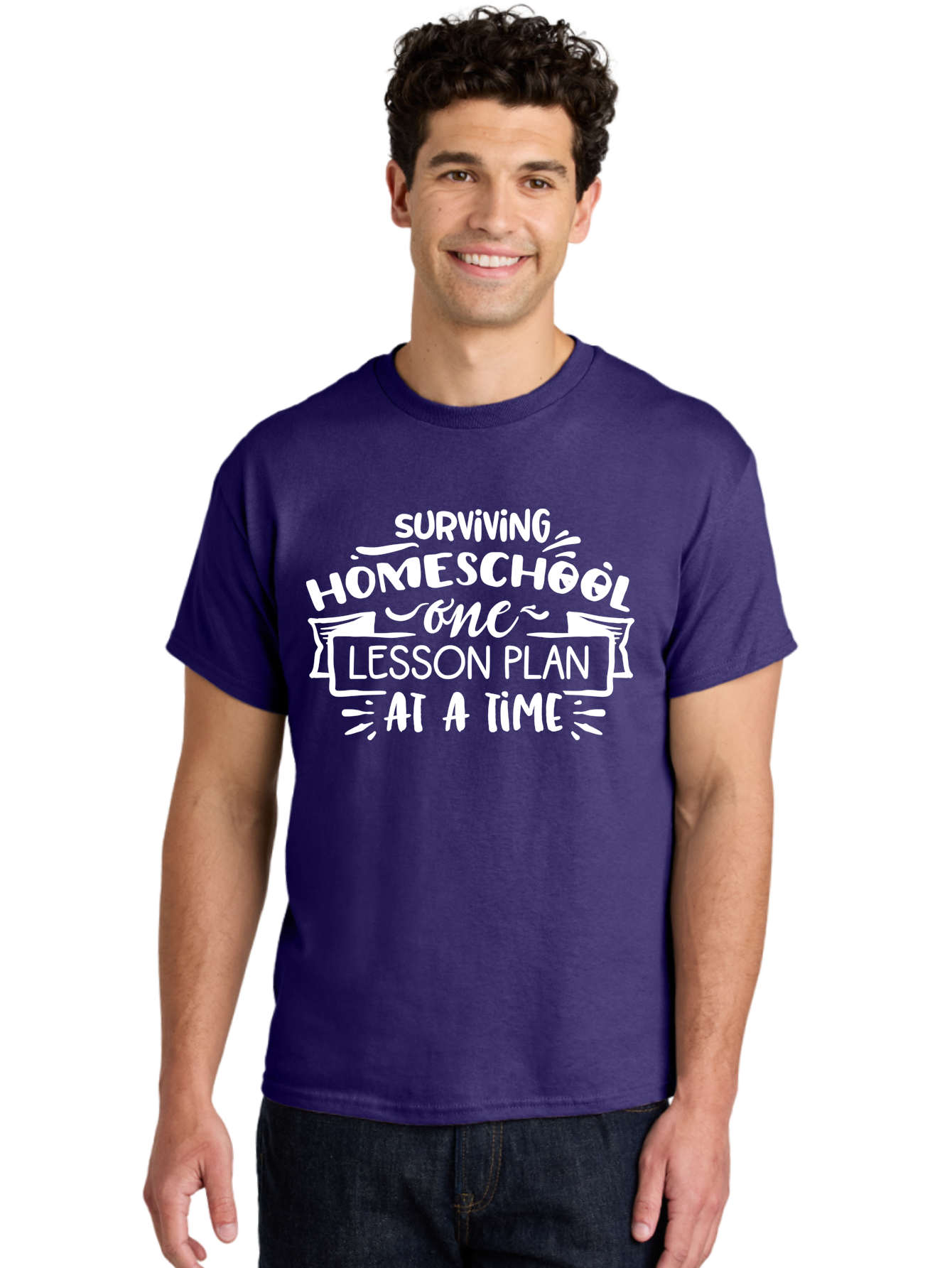 Surviving-Homeschool-7 Men'S Graphic Tee, 100% Cotton, Comfortable Casual Summer Wear, Machine Washable, Homeschool Survival, Homeschooling, Lesson Planning, Education, Teaching, Parenting, Humorous Quote, Inspirational Quote, Teaching Tip Aab438 10