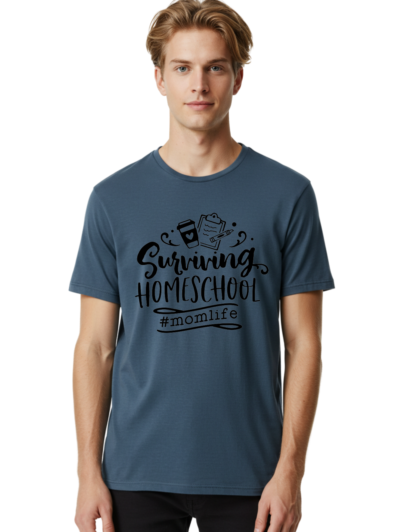Surviving-Homeschool Men'S Graphic Tee, 100% Cotton, Comfortable Casual Summer Wear, Machine Washable, Homeschooling, Mom Life, Parenting, Education, Coffee Culture, Momlife, Modern Parenting, Family Life, Homeschool Mom Aab441 22