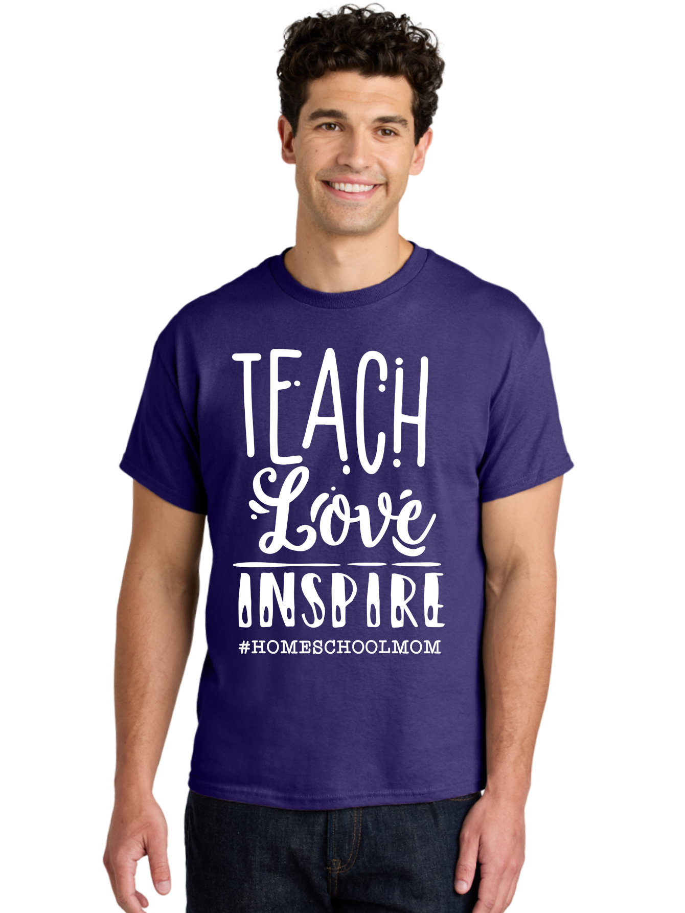 Teach-Love-Inspire-2 Men'S Graphic Tee, 100% Cotton, Comfortable Casual Summer Wear, Machine Washable, Homeschool Mom, Inspirational Quote, Teaching With Love, Homeschooling Inspiration, Motivational Phrase, Teaching Inspiration, Aab443 30