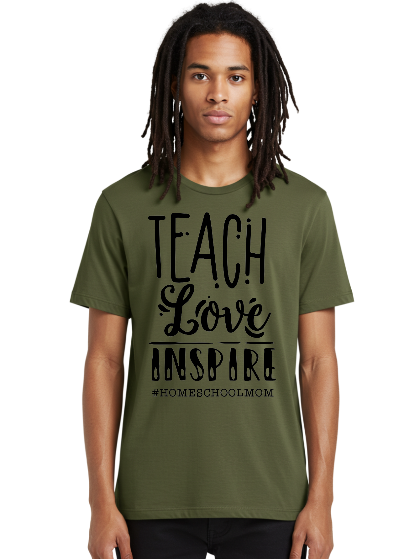 Teach-Love-Inspire-Homeschoolmom Men'S Graphic Tee, 100% Cotton, Comfortable Casual Summer Wear, Machine Washable, Homeschool Mom, Teach Love Inspire, Homeschooling, Inspirational Quote, Motivational Phrase, Teaching With Love Aab444 28