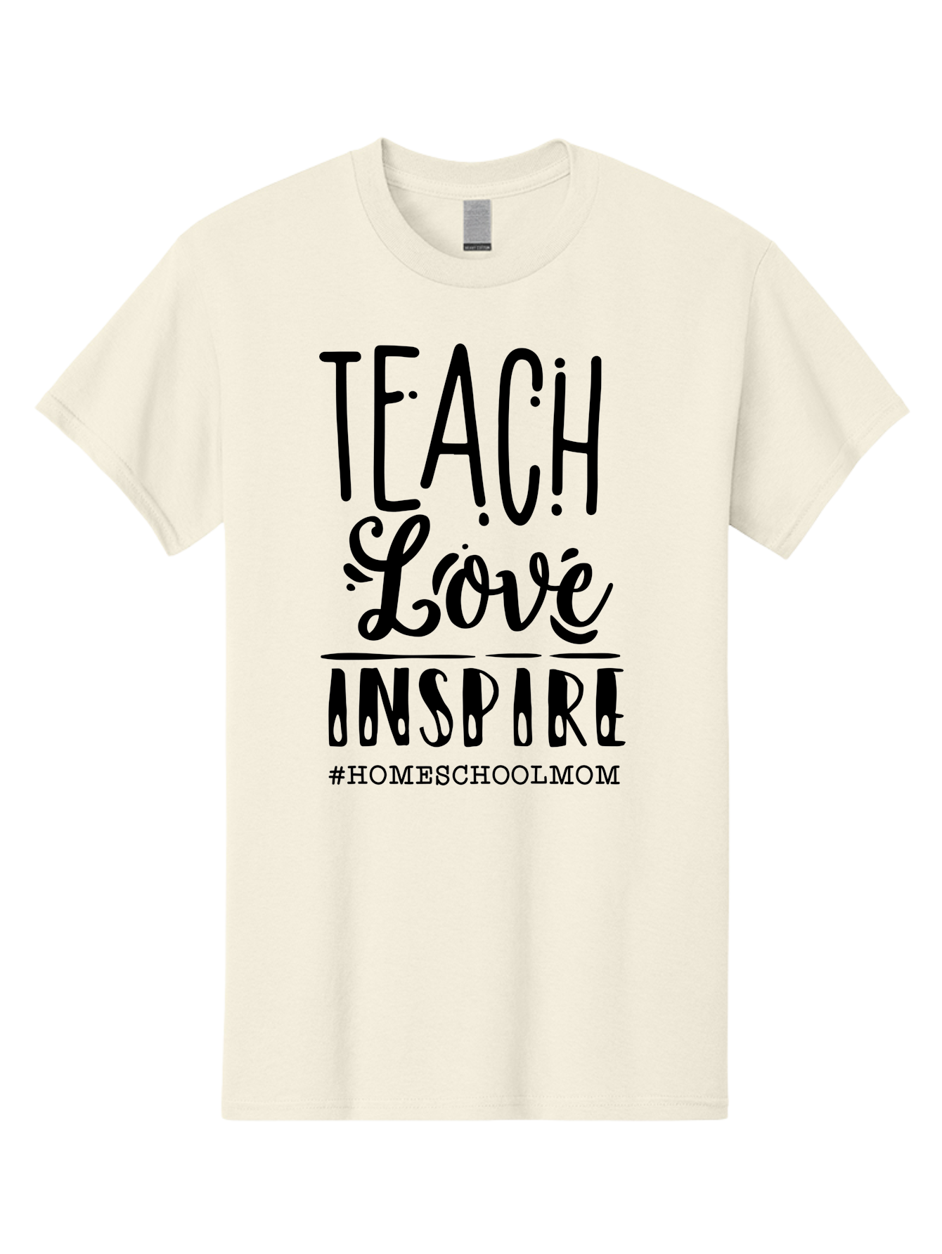 Teach-Love-Inspire-Homeschoolmom Men'S Graphic Tee, 100% Cotton, Comfortable Casual Summer Wear, Machine Washable, Homeschool Mom, Teach Love Inspire, Homeschooling, Inspirational Quote, Motivational Phrase, Teaching With Love Aab444 3