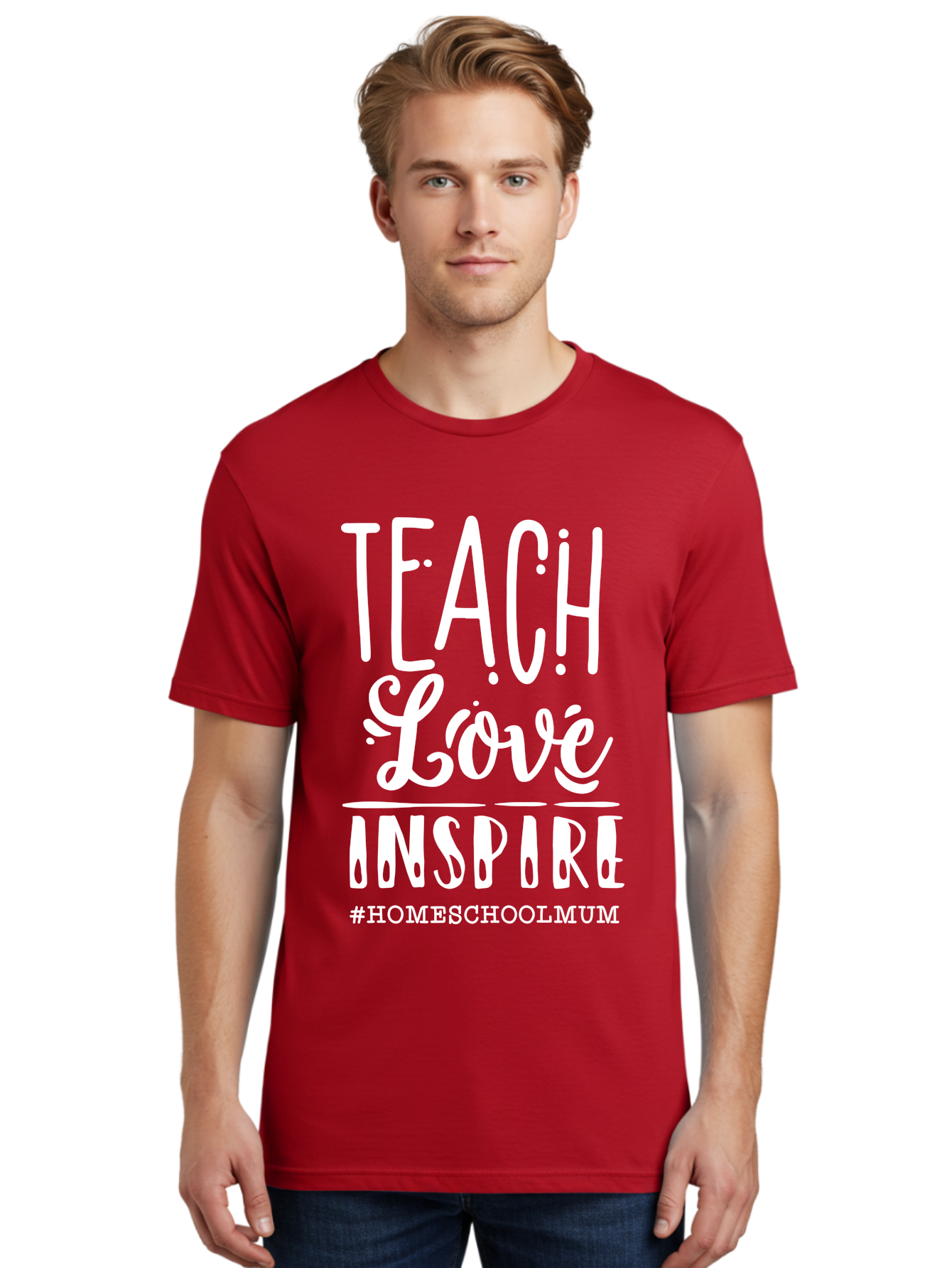 Teach-Love-Inspire Men'S Graphic Tee, 100% Cotton, Comfortable Casual Summer Wear, Machine Washable, Inspirational Quote, Teaching With Love, Homeschooling Mom, Educational Motivation, Teaching Inspiration, Loving Teacher, Homeschool Mum, Aab445 26