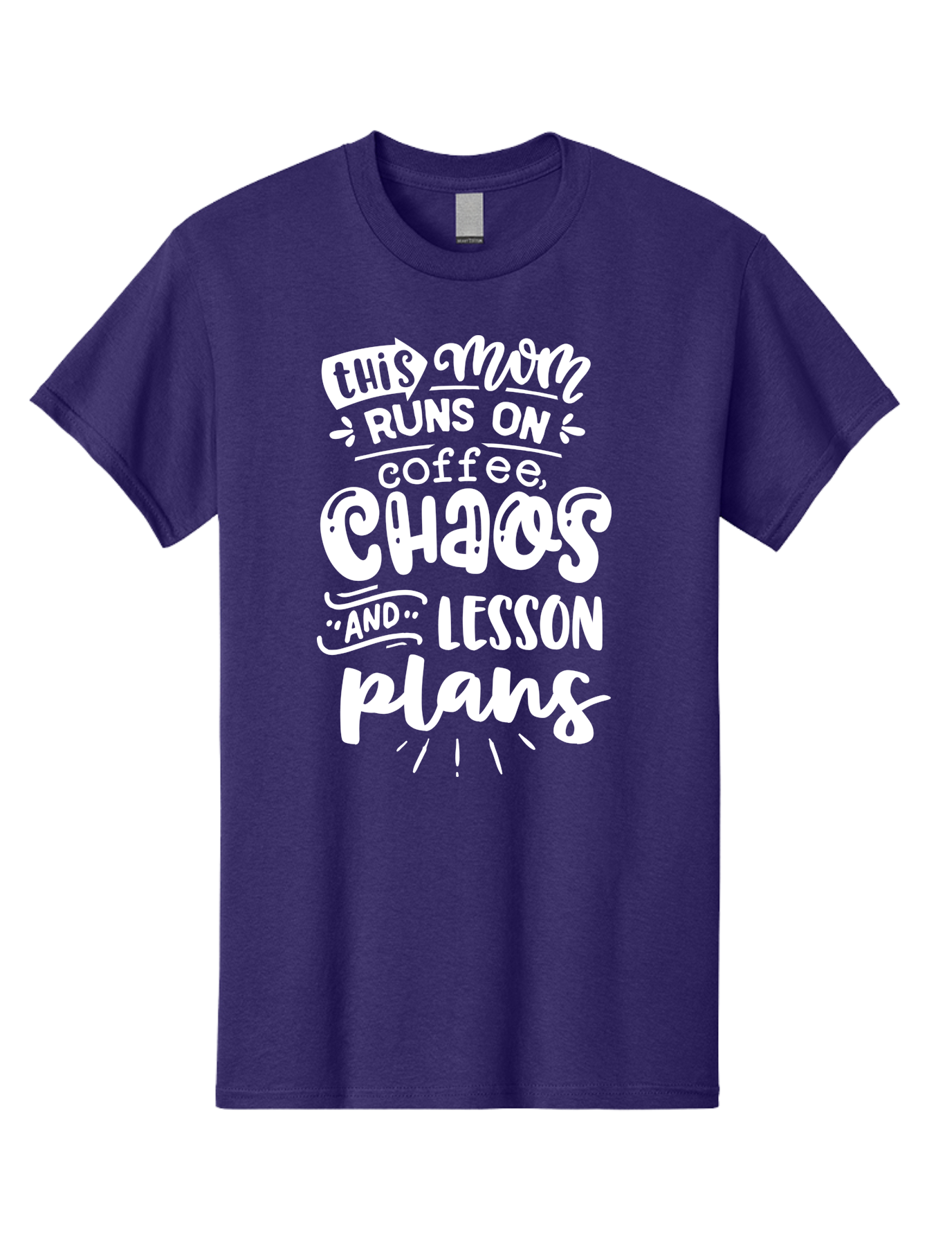 This-Mom-Runs-On-Coffee-Chaos-And-Lesson-Plans Men'S Graphic Tee, 100% Cotton, Comfortable Casual Summer Wear, Machine Washable, Funny Mom Quote, Mom Life, Coffee Humor, Teacher Mom, Chaotic Parenting, Lesson Plans, Mom Humor, Humorous Quote, Aab450 21