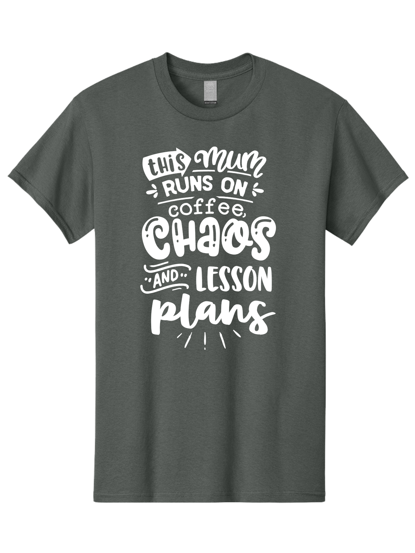 This-Mum-Runs-On-Coffee-Chaos-And-Lesson-Plans Men'S Graphic Tee, 100% Cotton, Comfortable Casual Summer Wear, Machine Washable, Funny Mom Quote, Teacher Humor, Coffee Lover, Chaotic Life, Lesson Plans, Mom Life, Teacher Life, Humorous Quote, Aab451 29