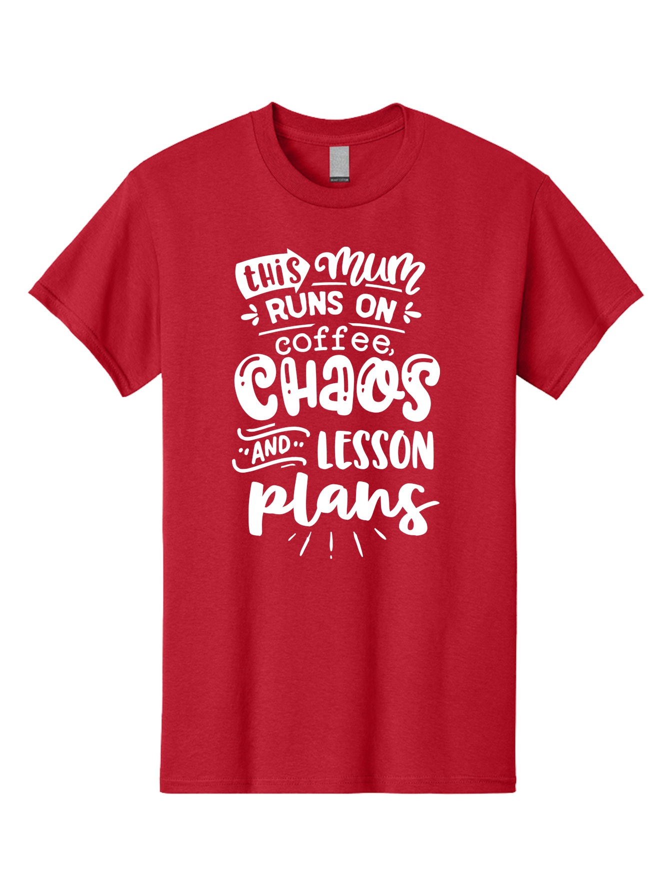 This-Mum-Runs-On-Coffee-Chaos-And-Lesson-Plans Men'S Graphic Tee, 100% Cotton, Comfortable Casual Summer Wear, Machine Washable, Funny Mom Quote, Teacher Humor, Coffee Lover, Chaotic Life, Lesson Plans, Mom Life, Teacher Life, Humorous Quote, Aab451 15