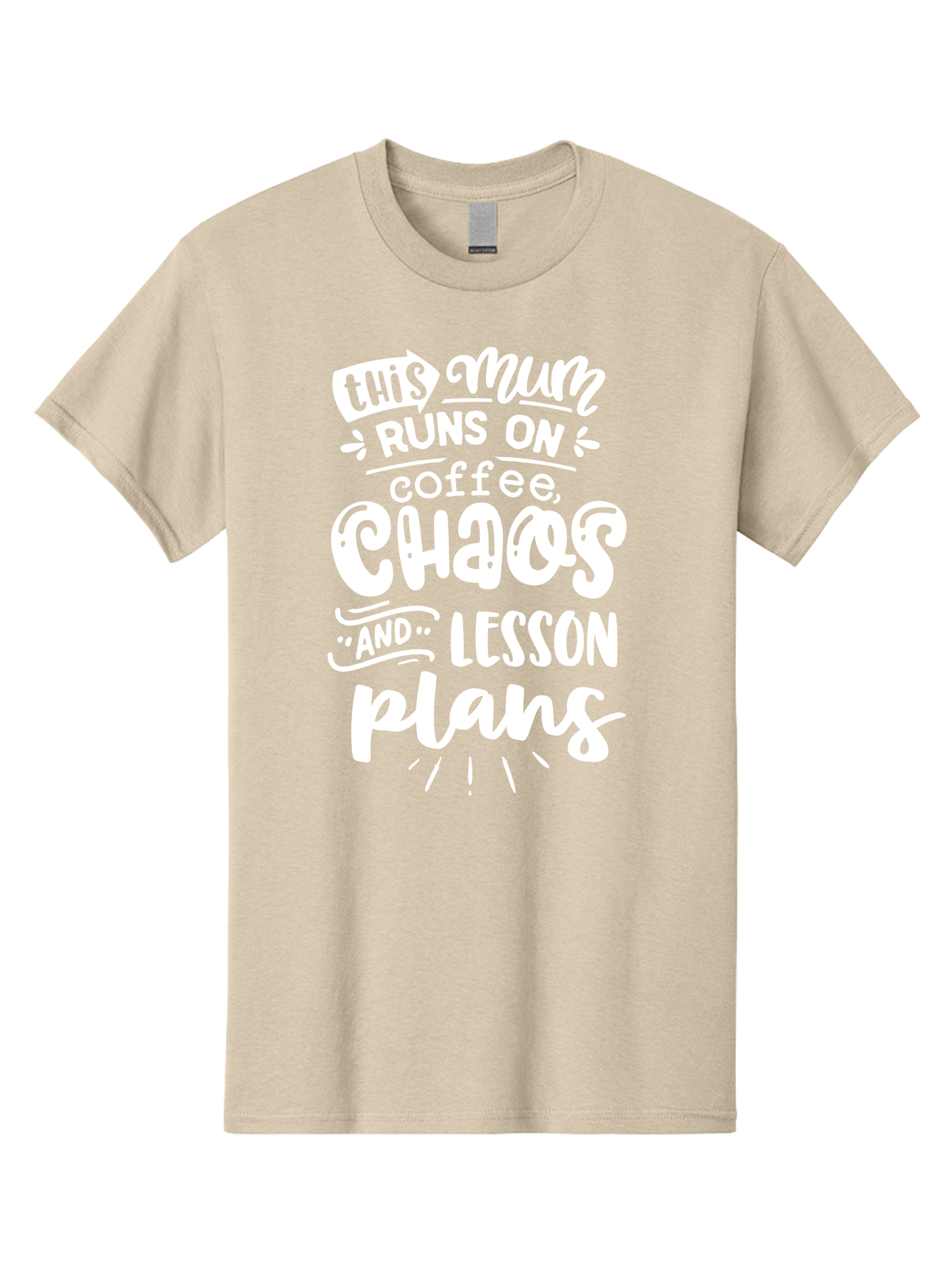 This-Mum-Runs-On-Coffee-Chaos-And-Lesson-Plans Men'S Graphic Tee, 100% Cotton, Comfortable Casual Summer Wear, Machine Washable, Funny Mom Quote, Teacher Humor, Coffee Lover, Chaotic Life, Lesson Plans, Mom Life, Teacher Life, Humorous Quote, Aab451 19