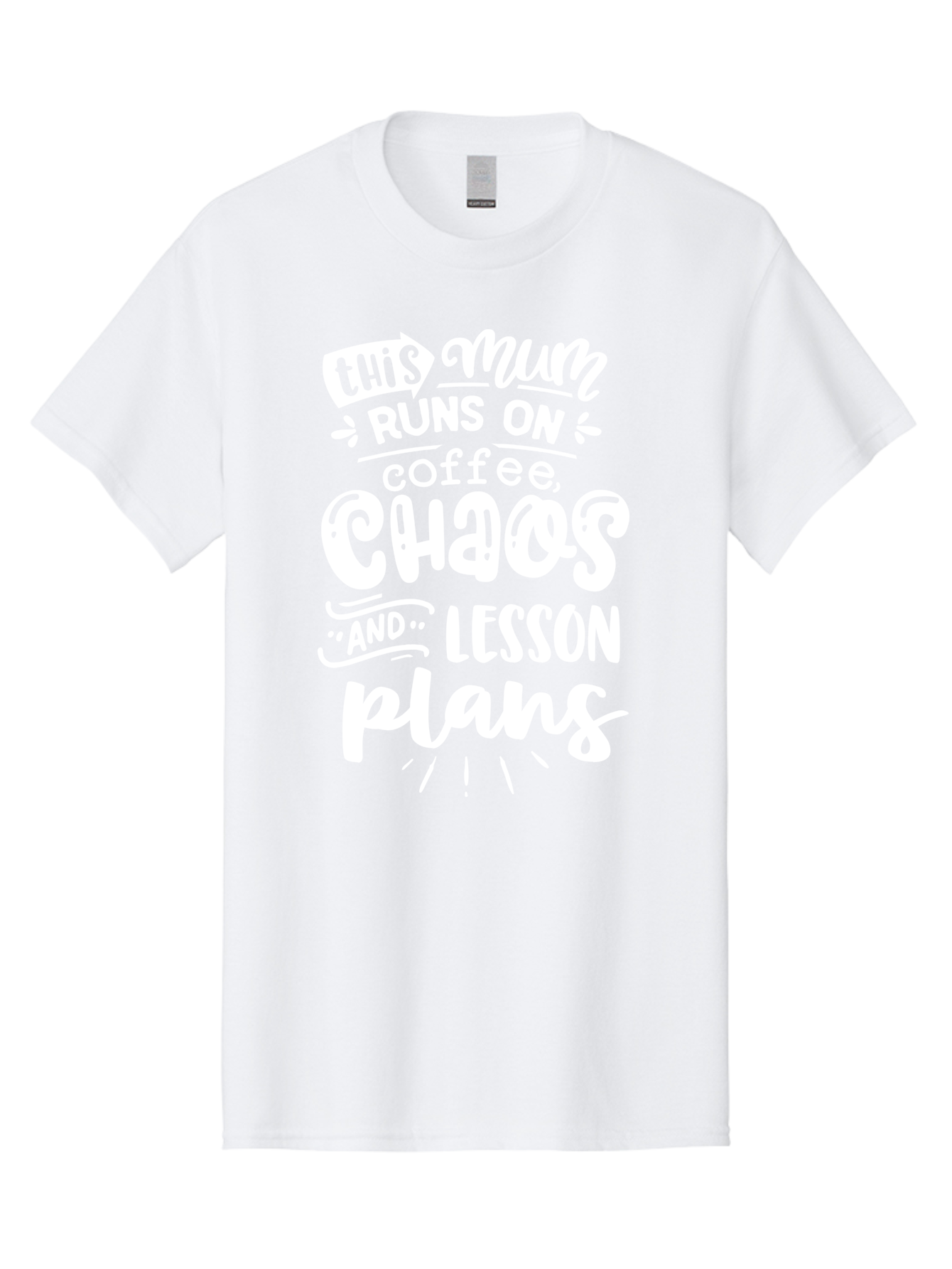 This-Mum-Runs-On-Coffee-Chaos-And-Lesson-Plans Men'S Graphic Tee, 100% Cotton, Comfortable Casual Summer Wear, Machine Washable, Funny Mom Quote, Teacher Humor, Coffee Lover, Chaotic Life, Lesson Plans, Mom Life, Teacher Life, Humorous Quote, Aab451 13