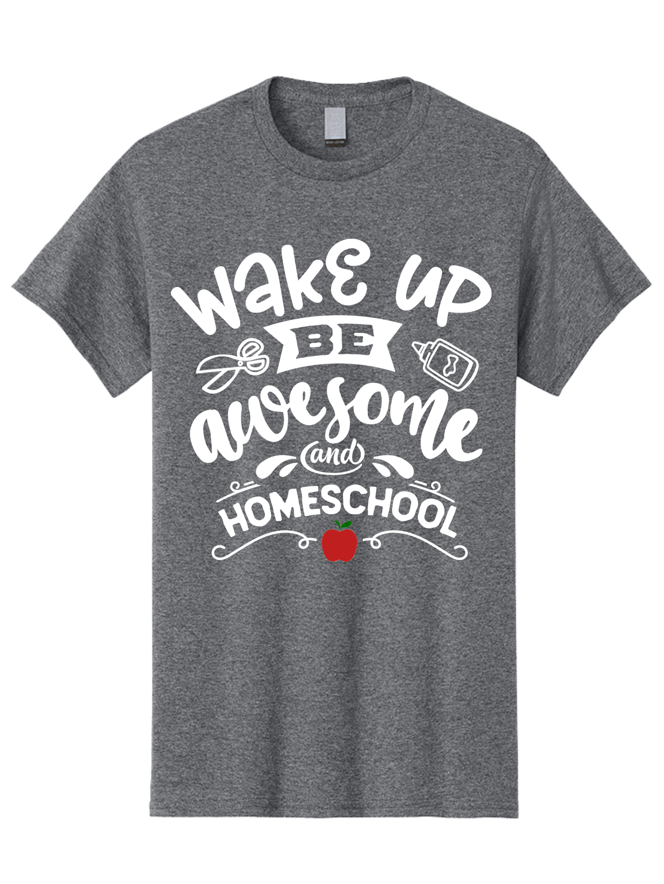 Wake-Up-Be-Awesome-And-Homeschool-1 Men'S Graphic Tee, 100% Cotton, Comfortable Casual Summer Wear, Machine Washable, Homeschool Inspiration, Motivational Quote, Morning Motivation, Educational Quote, Homeschooling, Learning At Home, Aab452 13